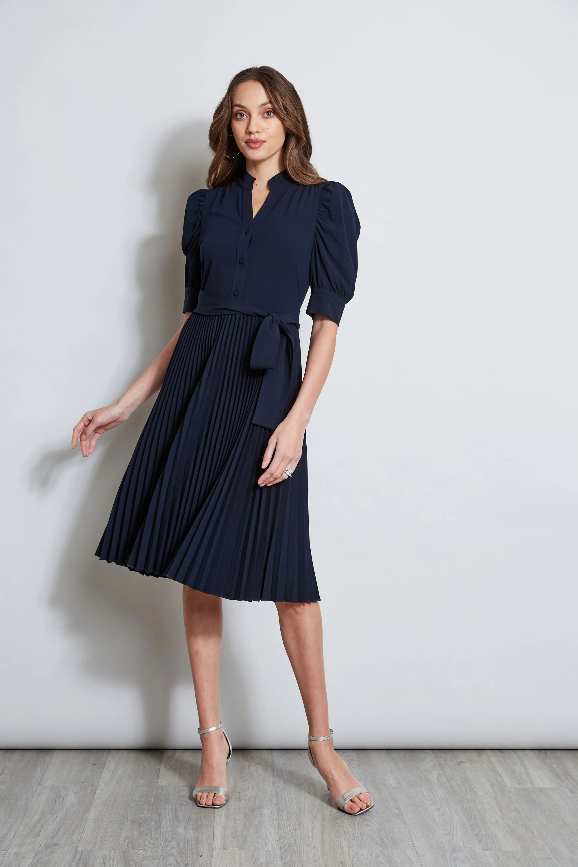Pleated Ruched Sleeve Dress - Image 3