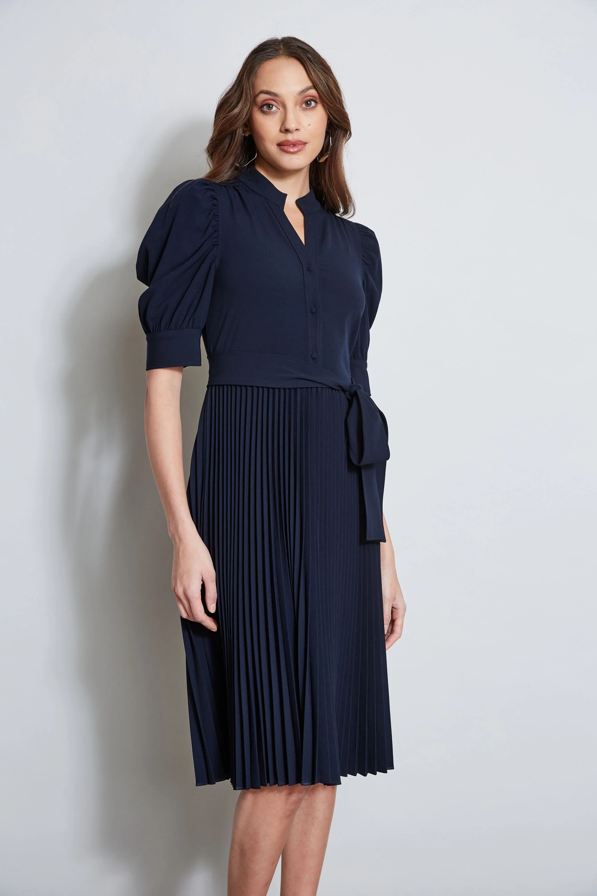 Pleated Ruched Sleeve Dress - Image 4