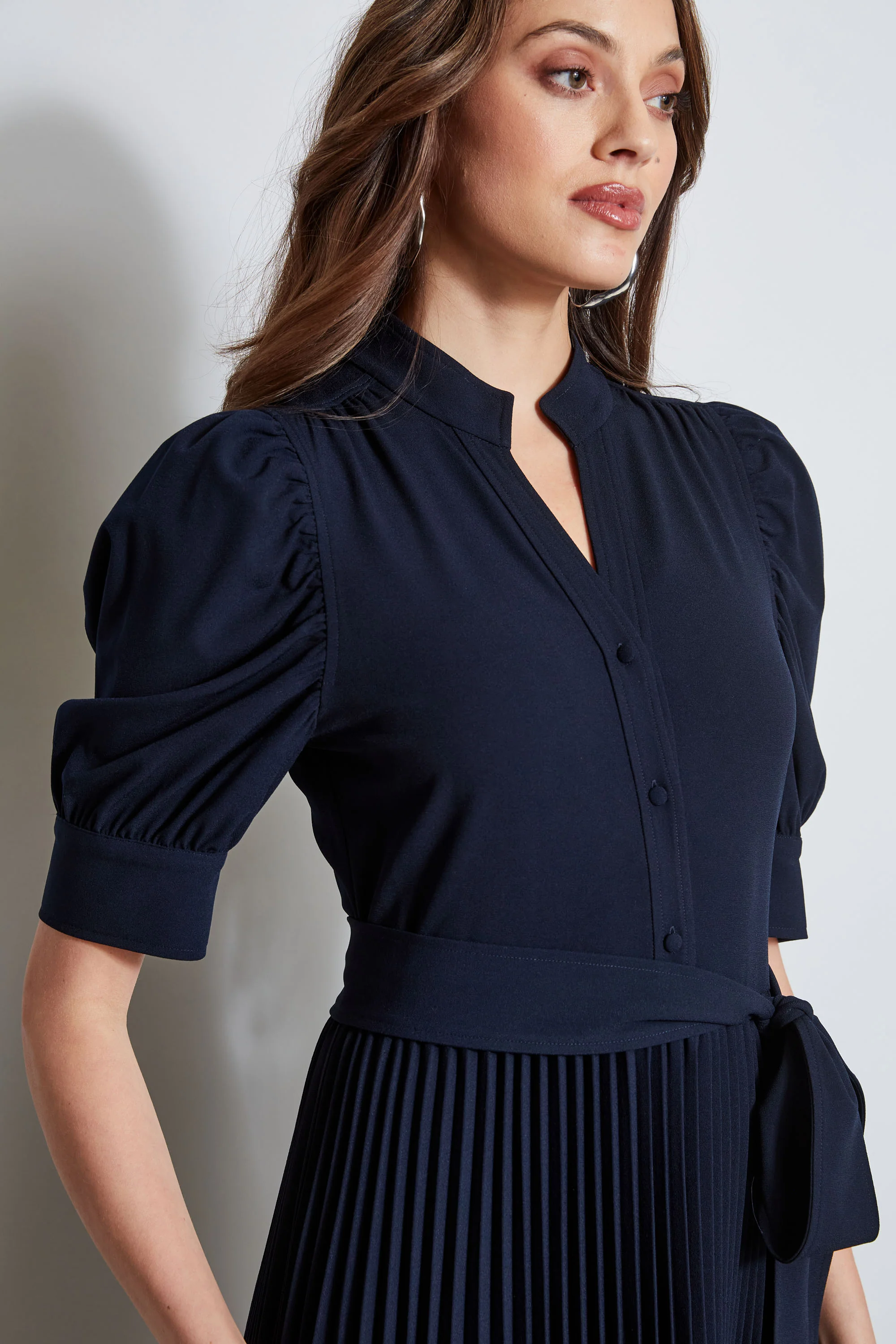 Pleated Ruched Sleeve Dress - Image 5
