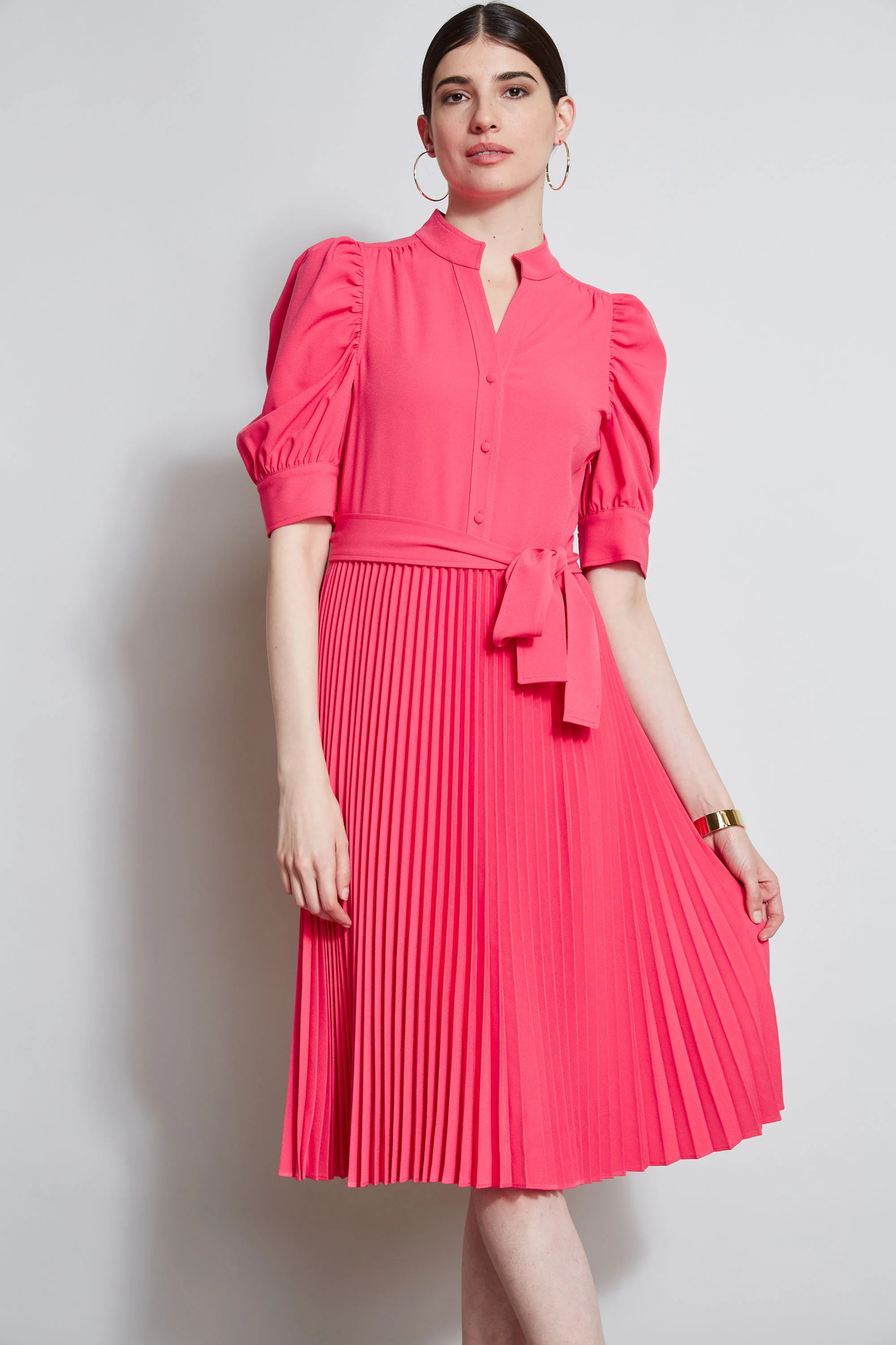 Pleated Ruched Sleeve Dress - Image 3