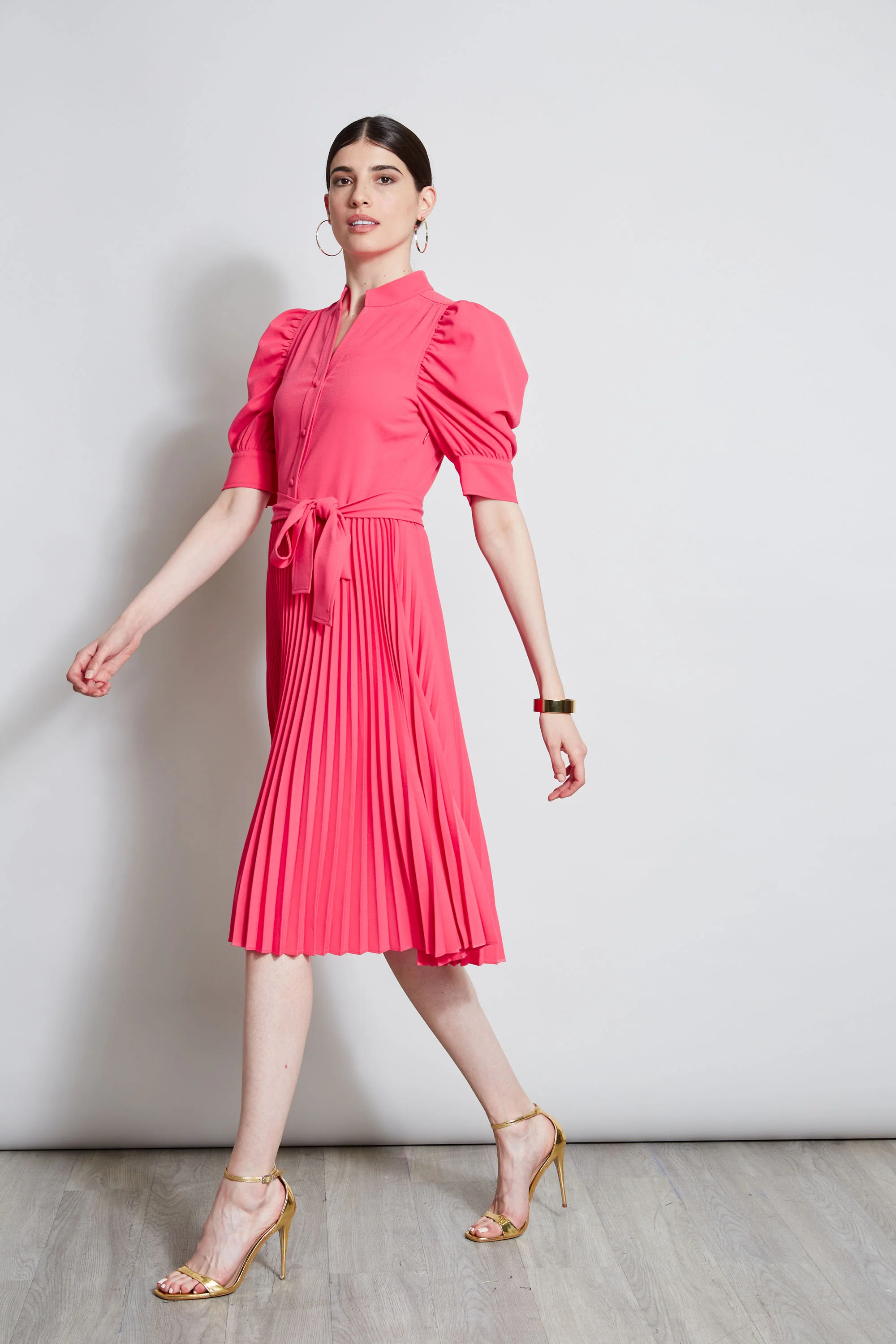 Pleated Ruched Sleeve Dress - Image 4