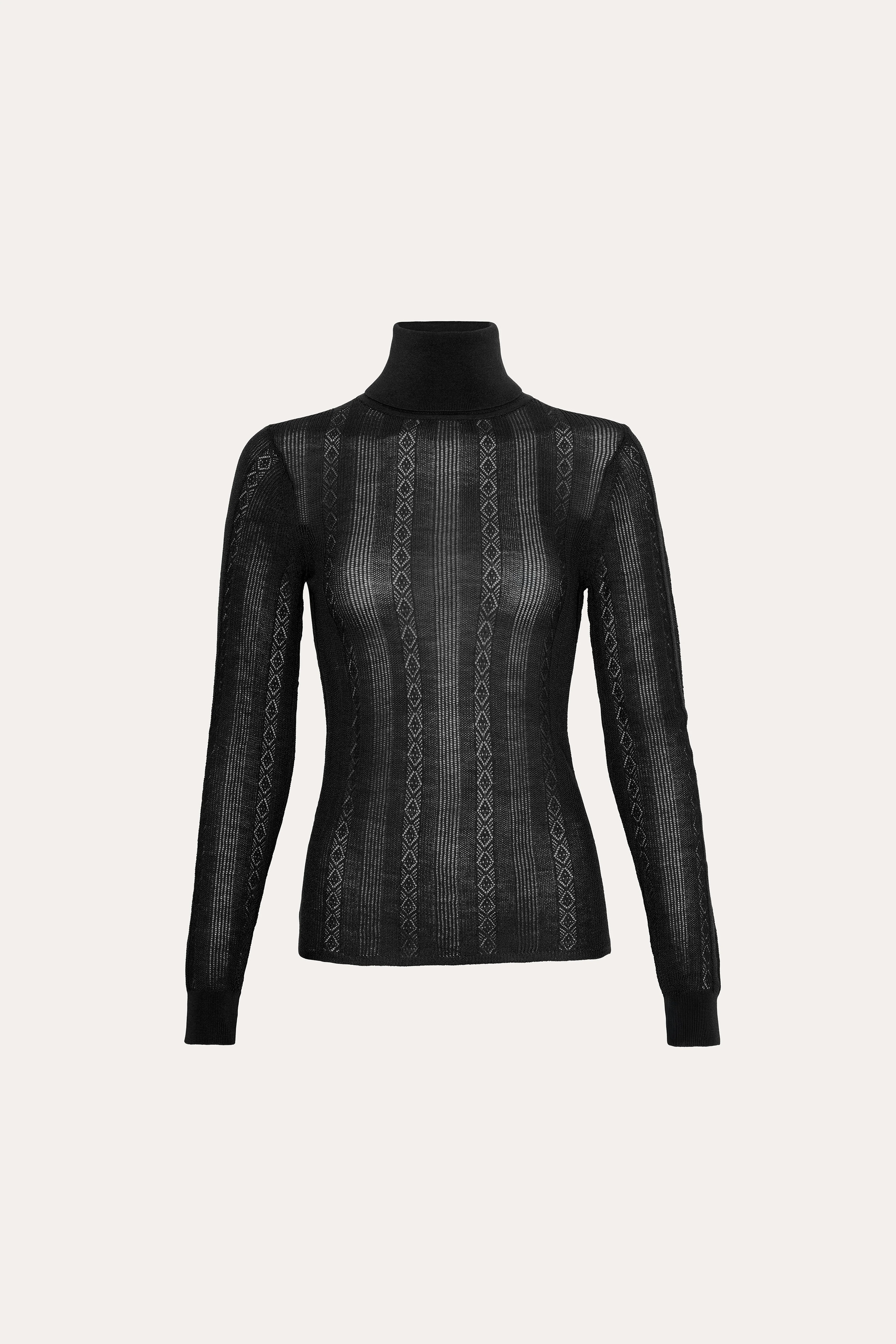 Silk Pointelle Turtleneck Sweater - Image 2