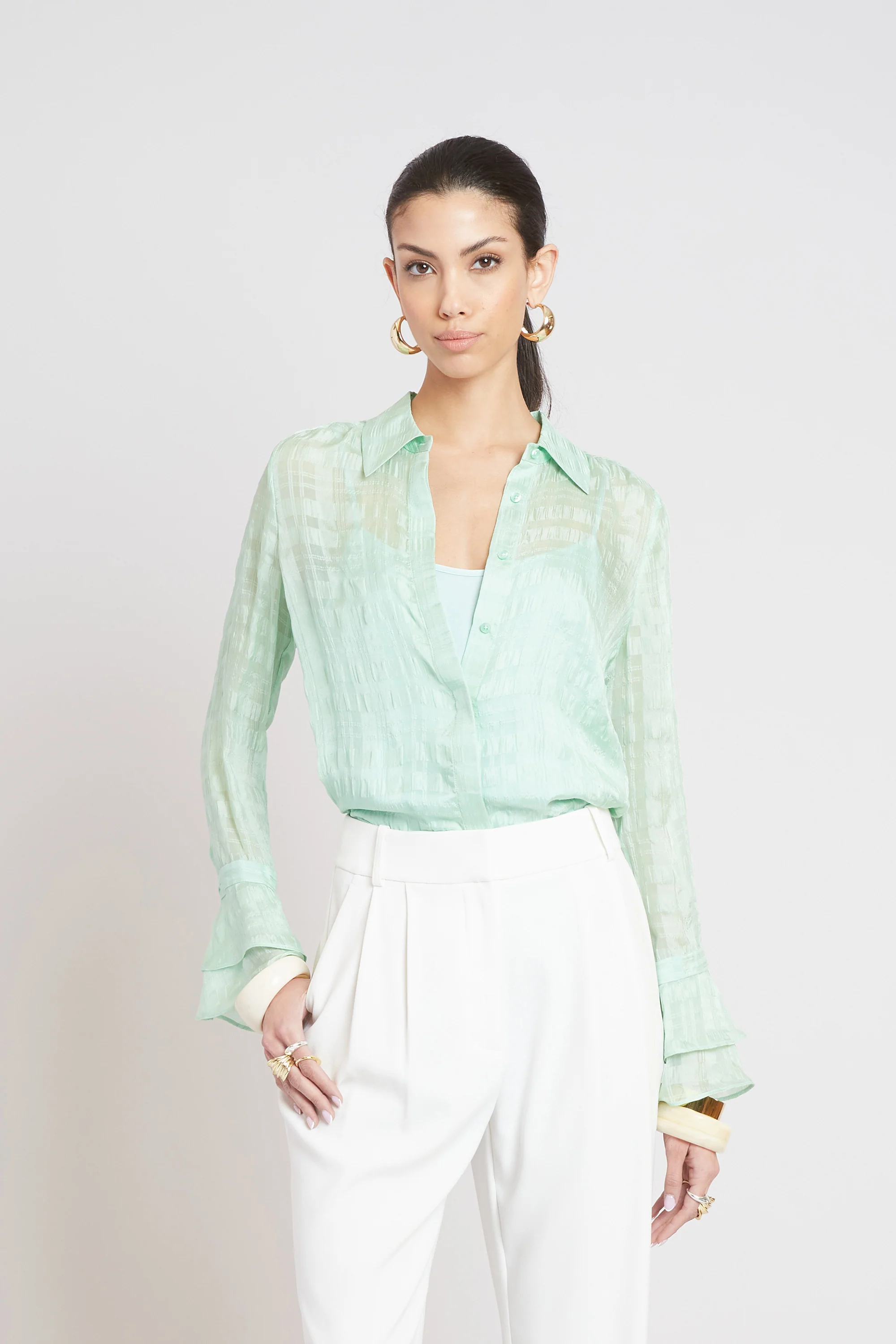 Silk Plaid Jacquard Shirt - Image 3