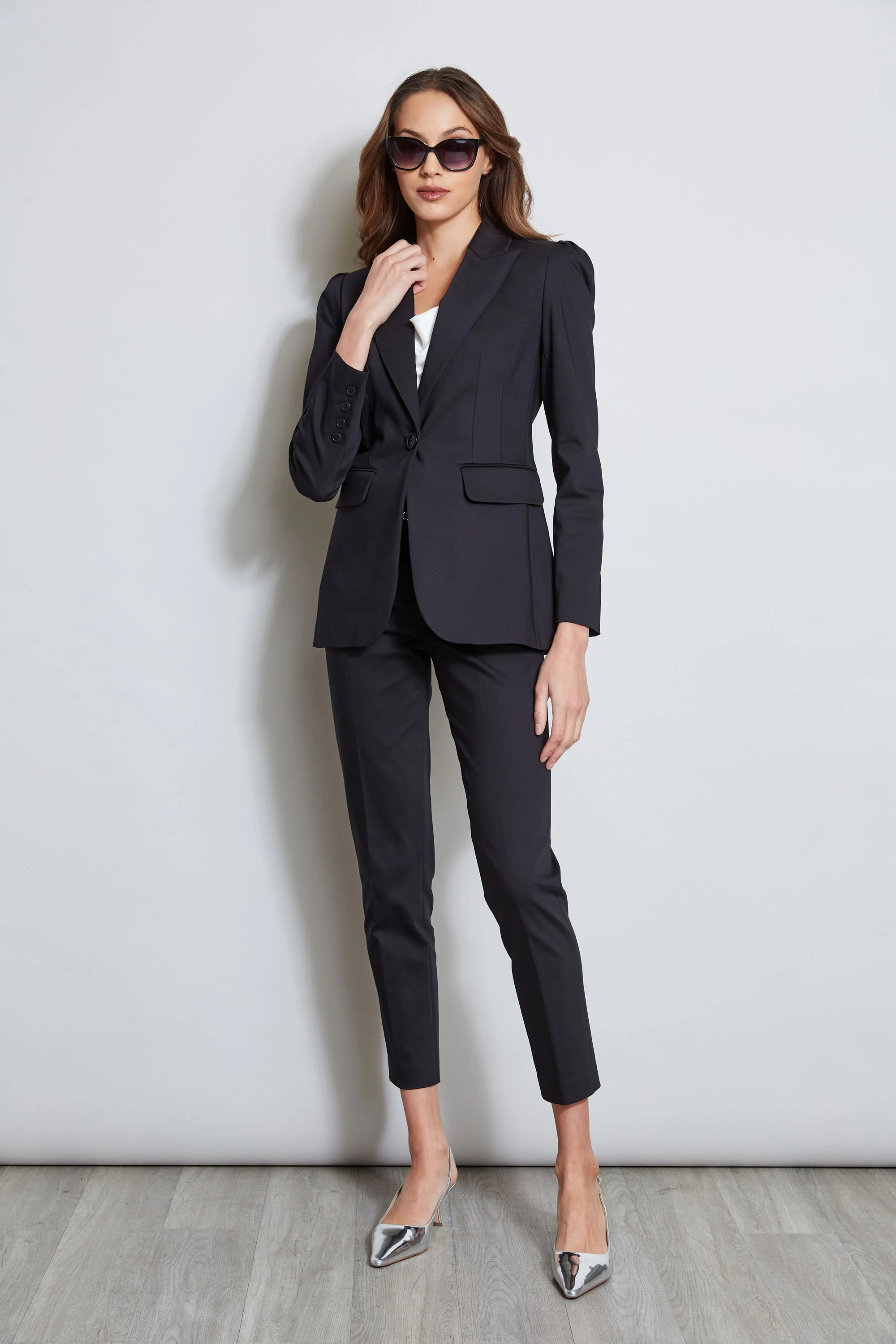 Pleat Shoulder Cotton Blazer - Image 2