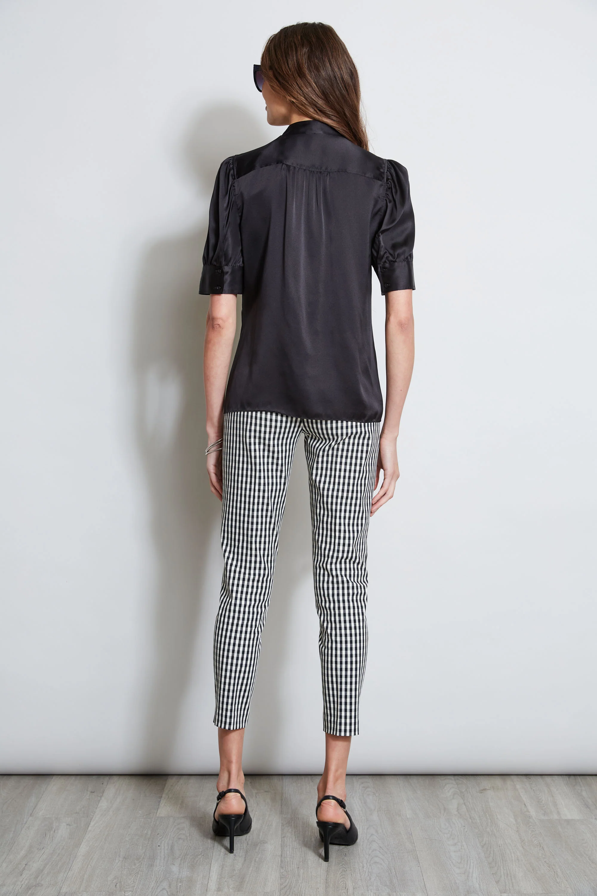 Silk Satin Ruched Sleeve Shirt - Image 7