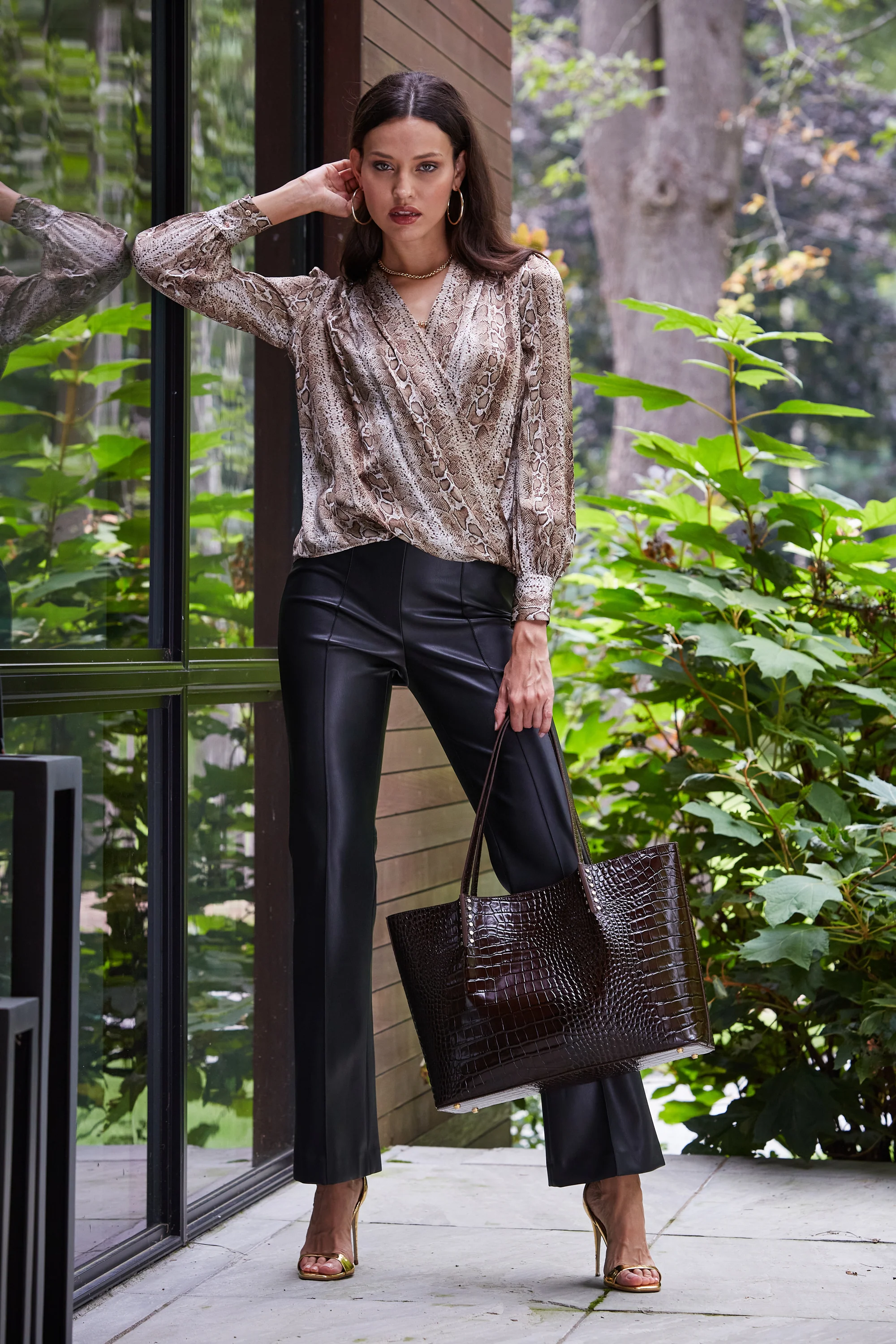 Silk Satin Python Draped Shirt - Image 2