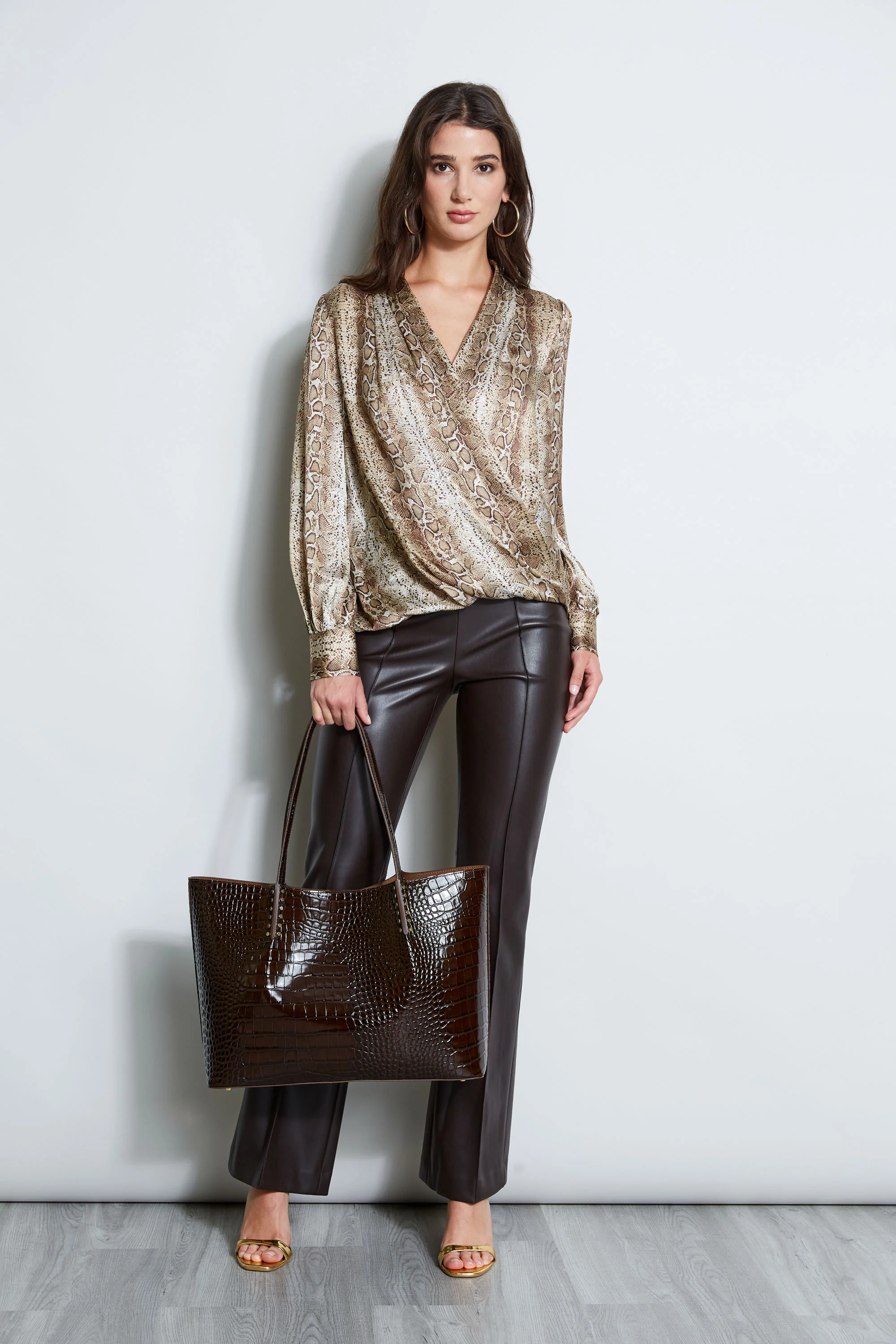 Silk Satin Python Draped Shirt - Image 3