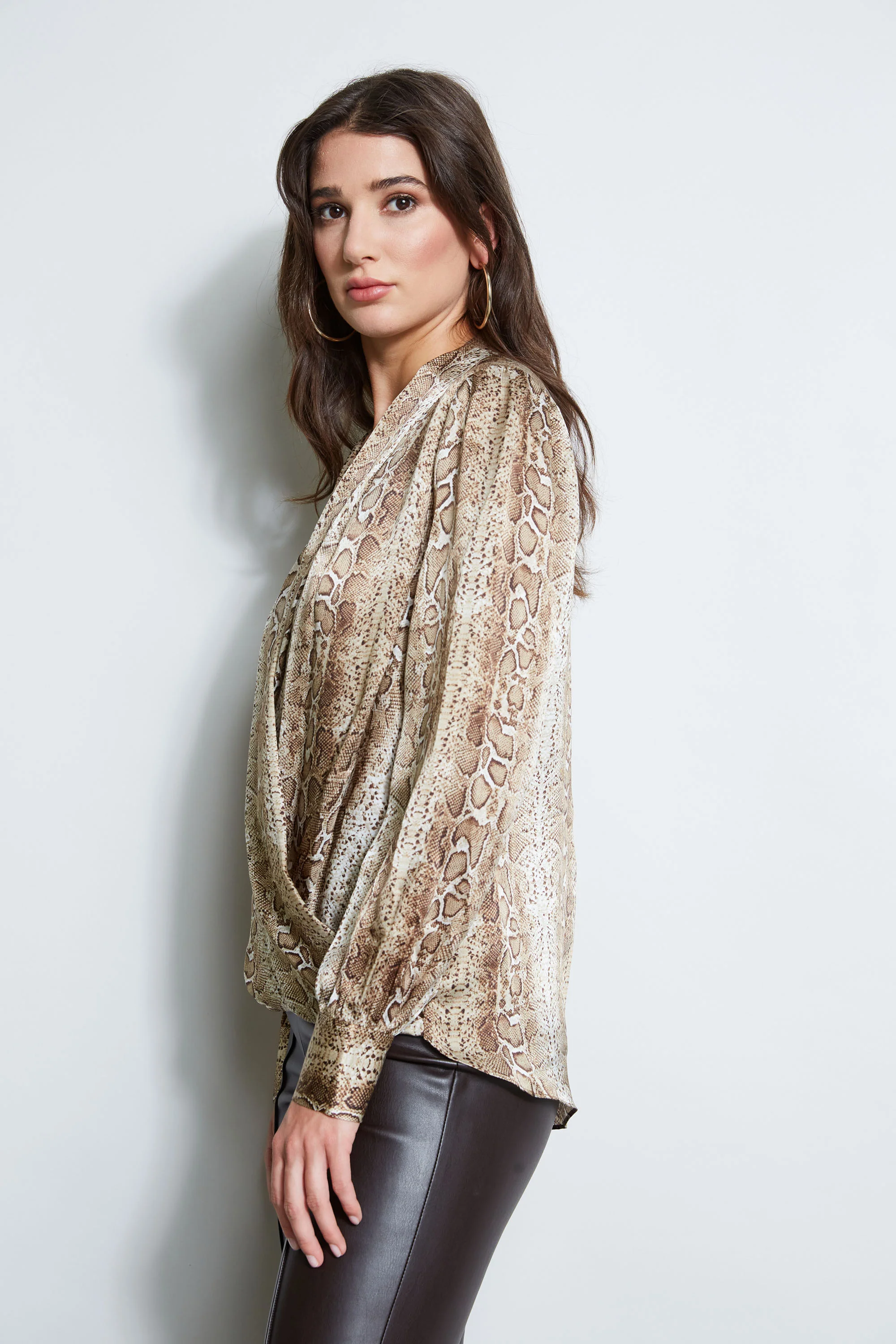 Silk Satin Python Draped Shirt - Image 4