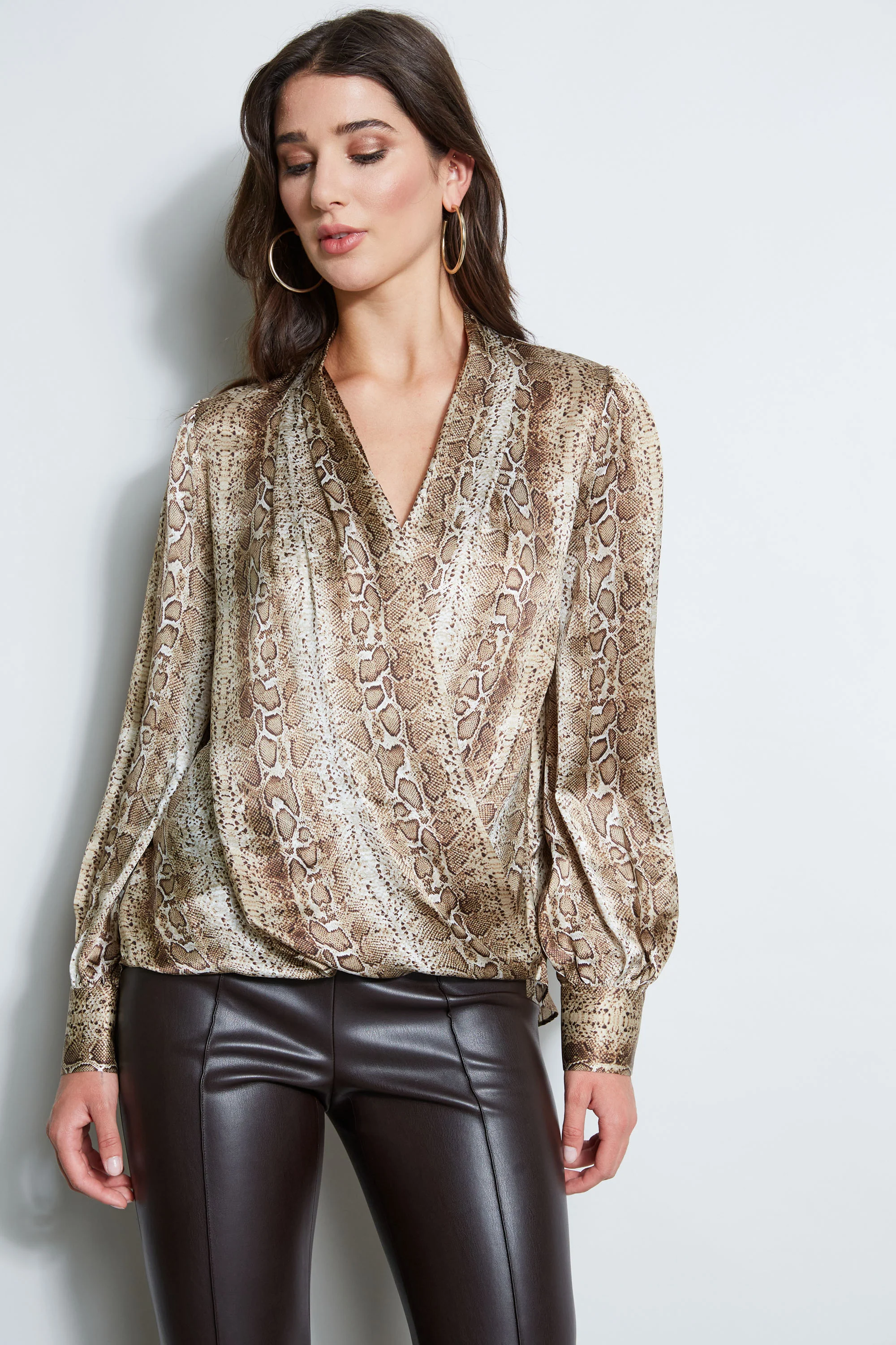Silk Satin Python Draped Shirt - Image 5