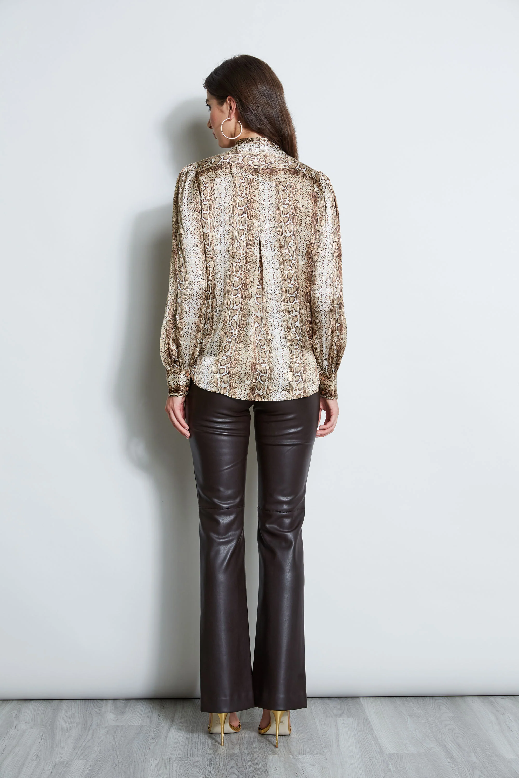 Silk Satin Python Draped Shirt - Image 6