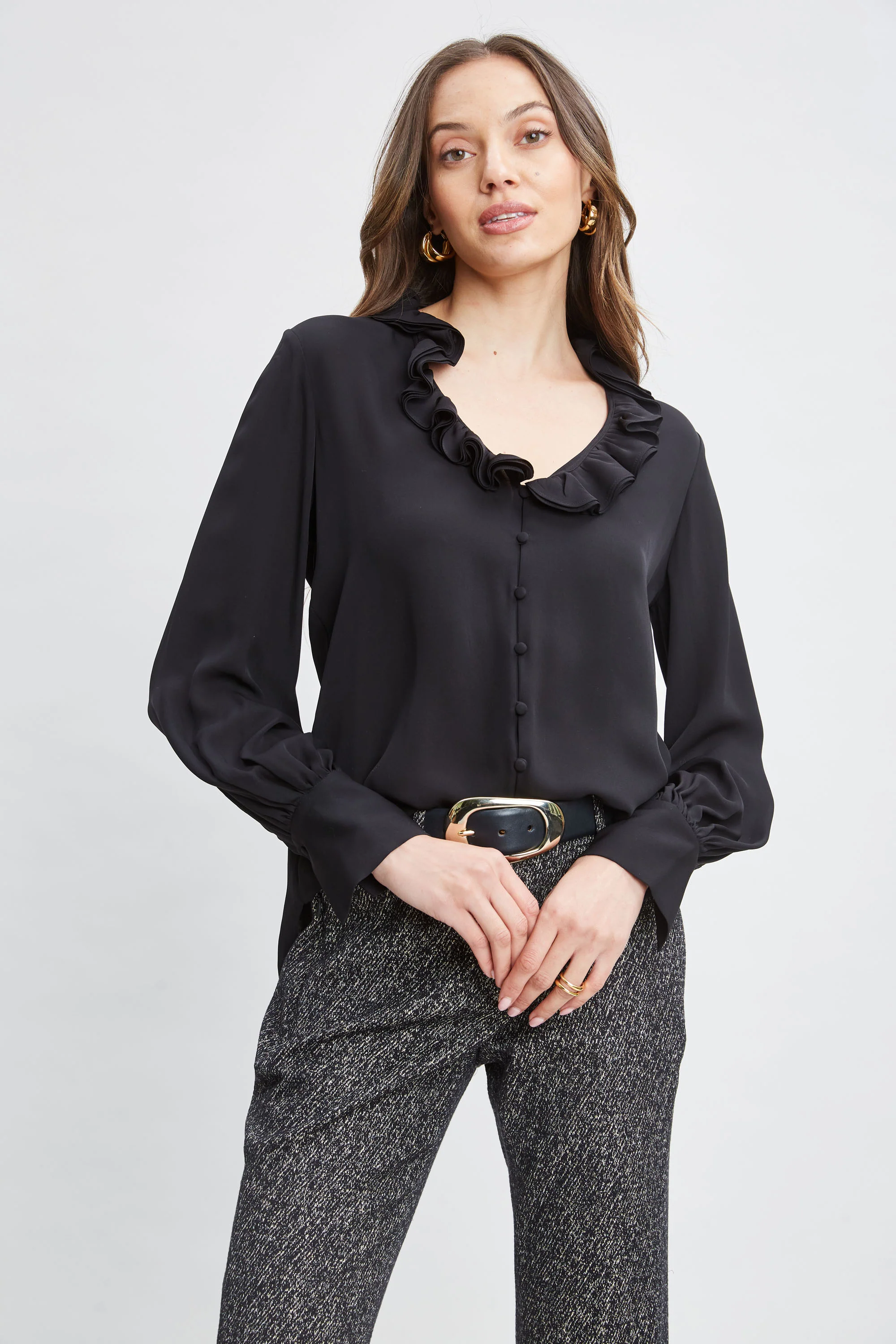 Silk Ruffle Neck Shirt - Image 3