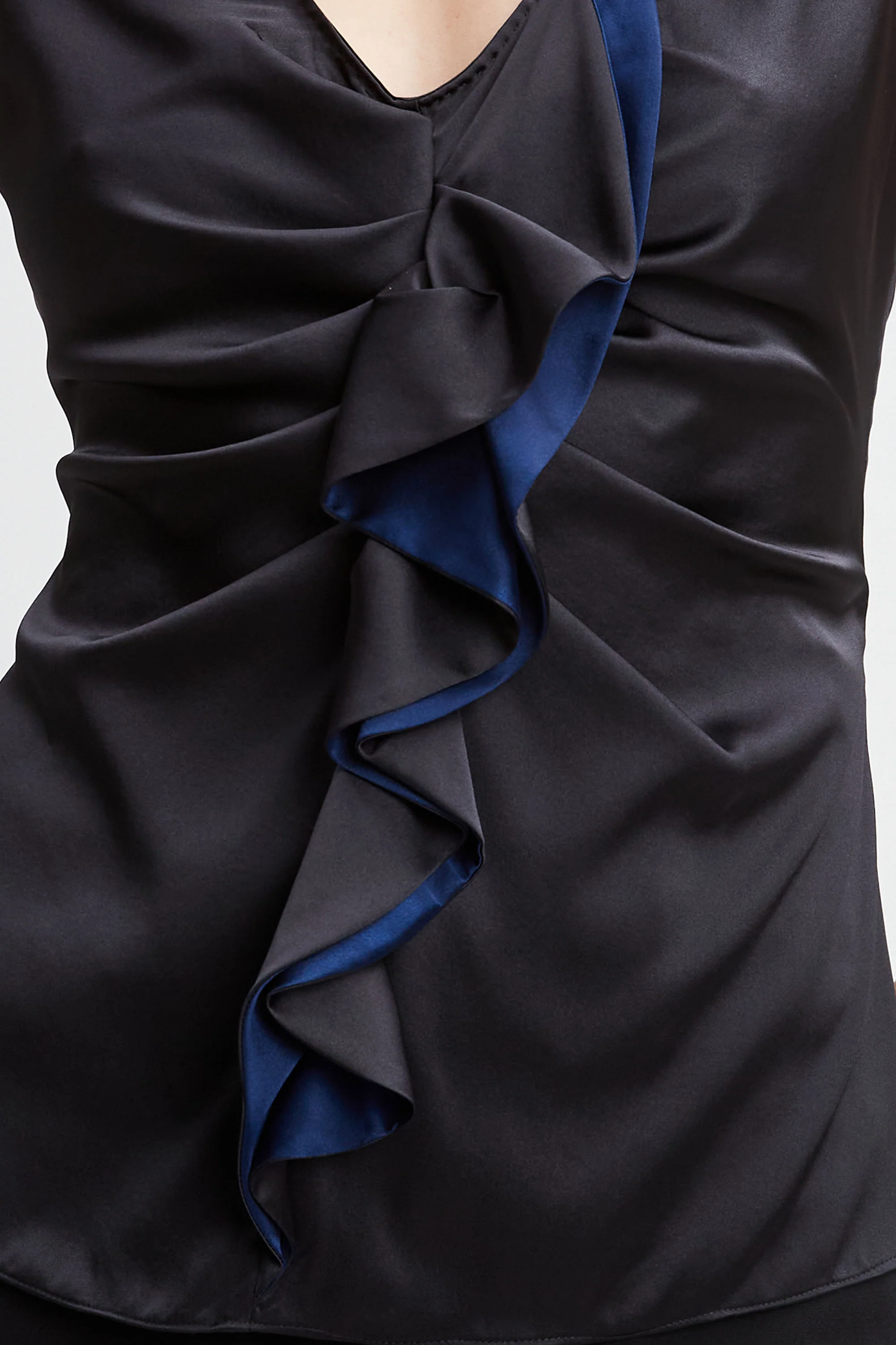 Silk Satin Sleeveless Ruffle Top - Image 4