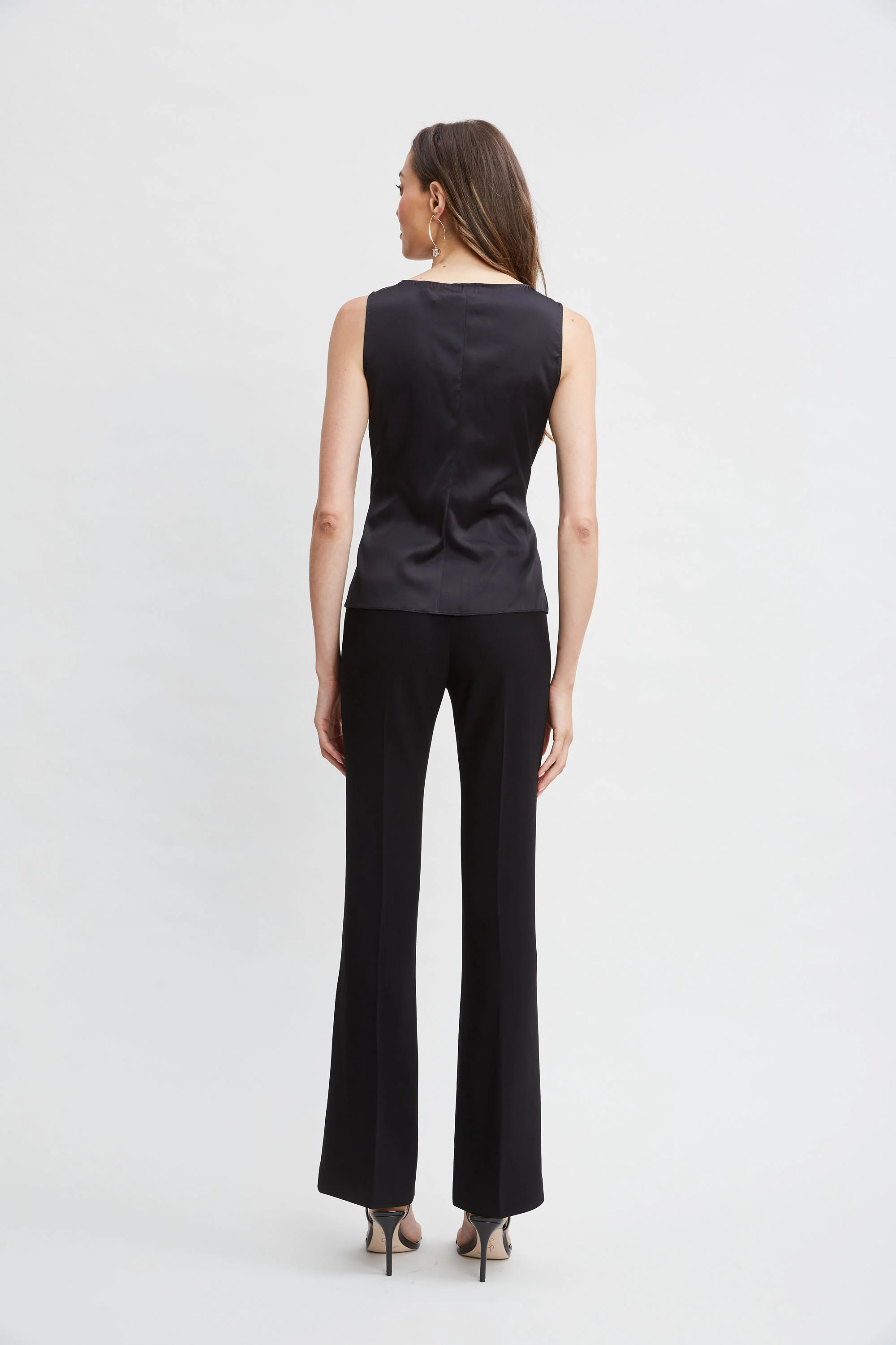 Silk Satin Sleeveless Ruffle Top - Image 5
