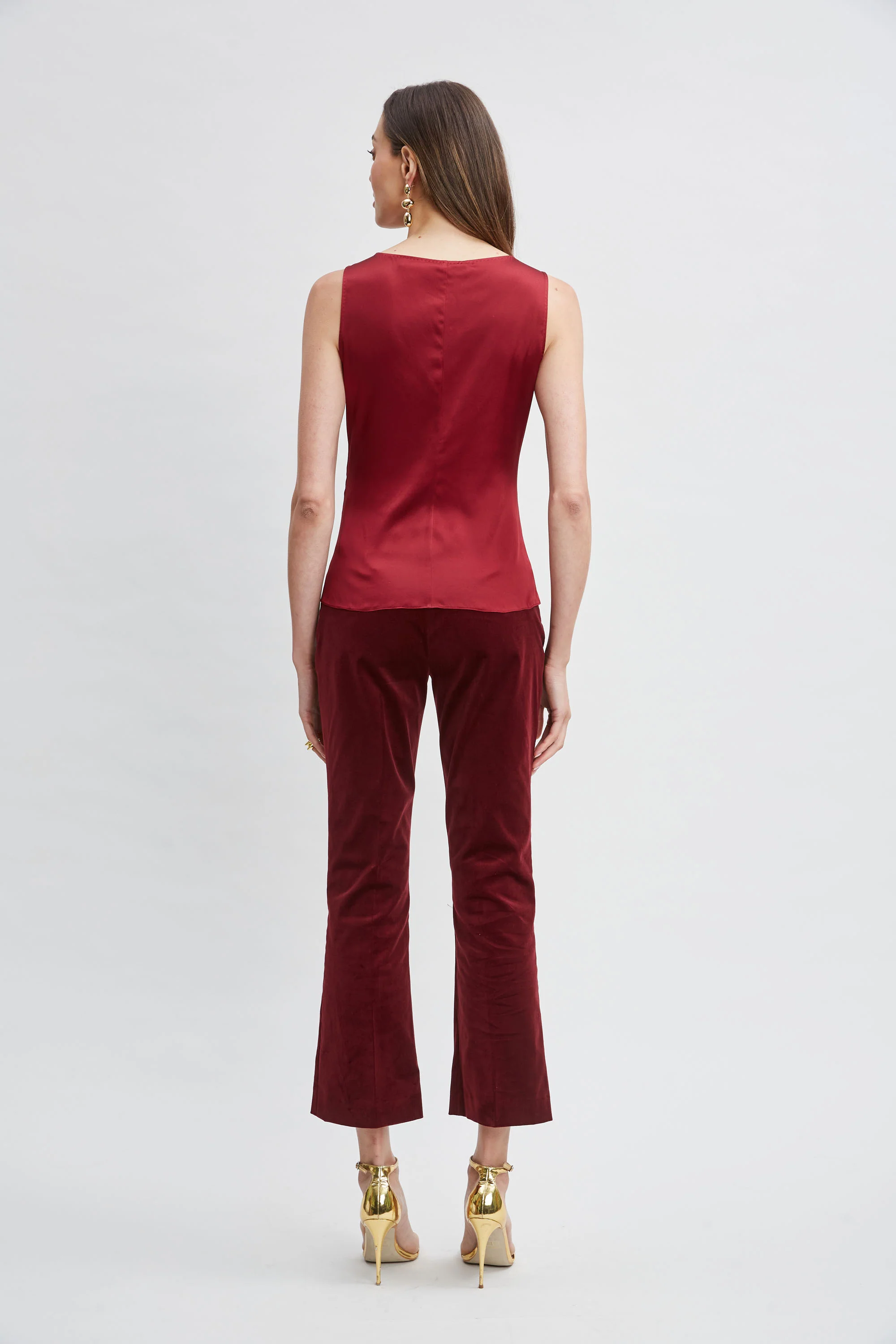 Silk Satin Sleeveless Ruffle Top - Image 4