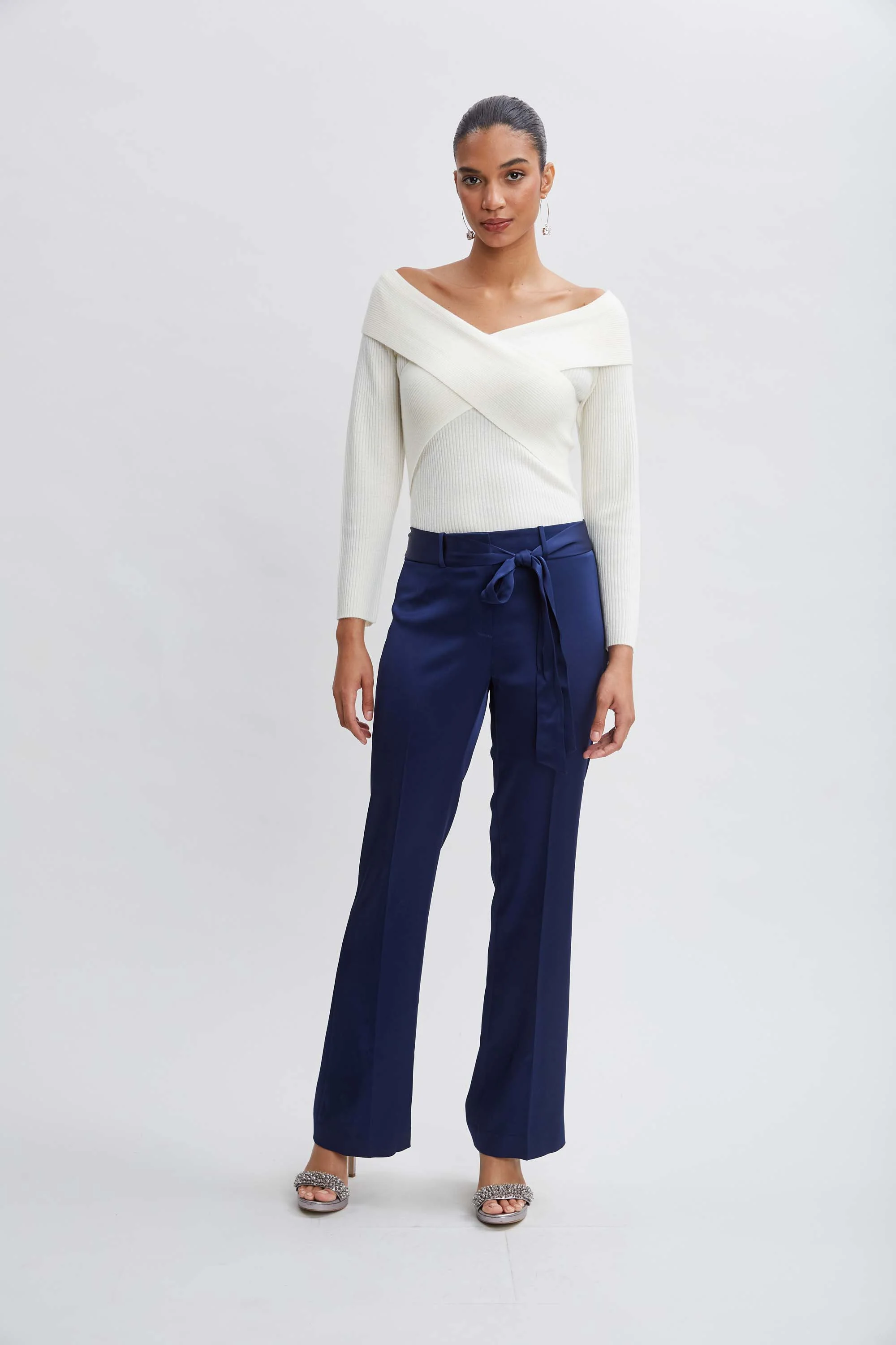 Satin Fit & Flare Sash Pant - Image 2