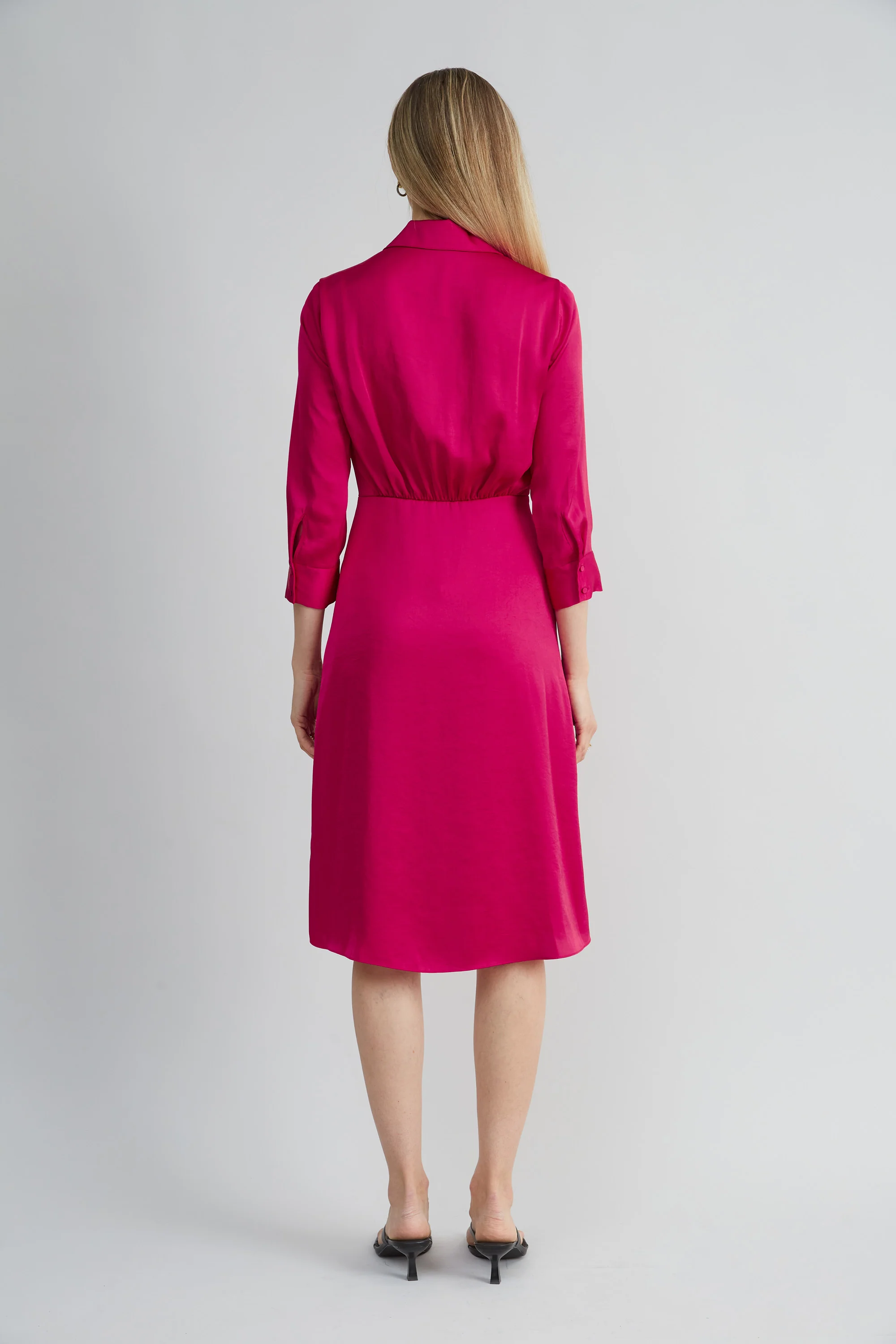 Satin Tie Shirt Dress - Image 4