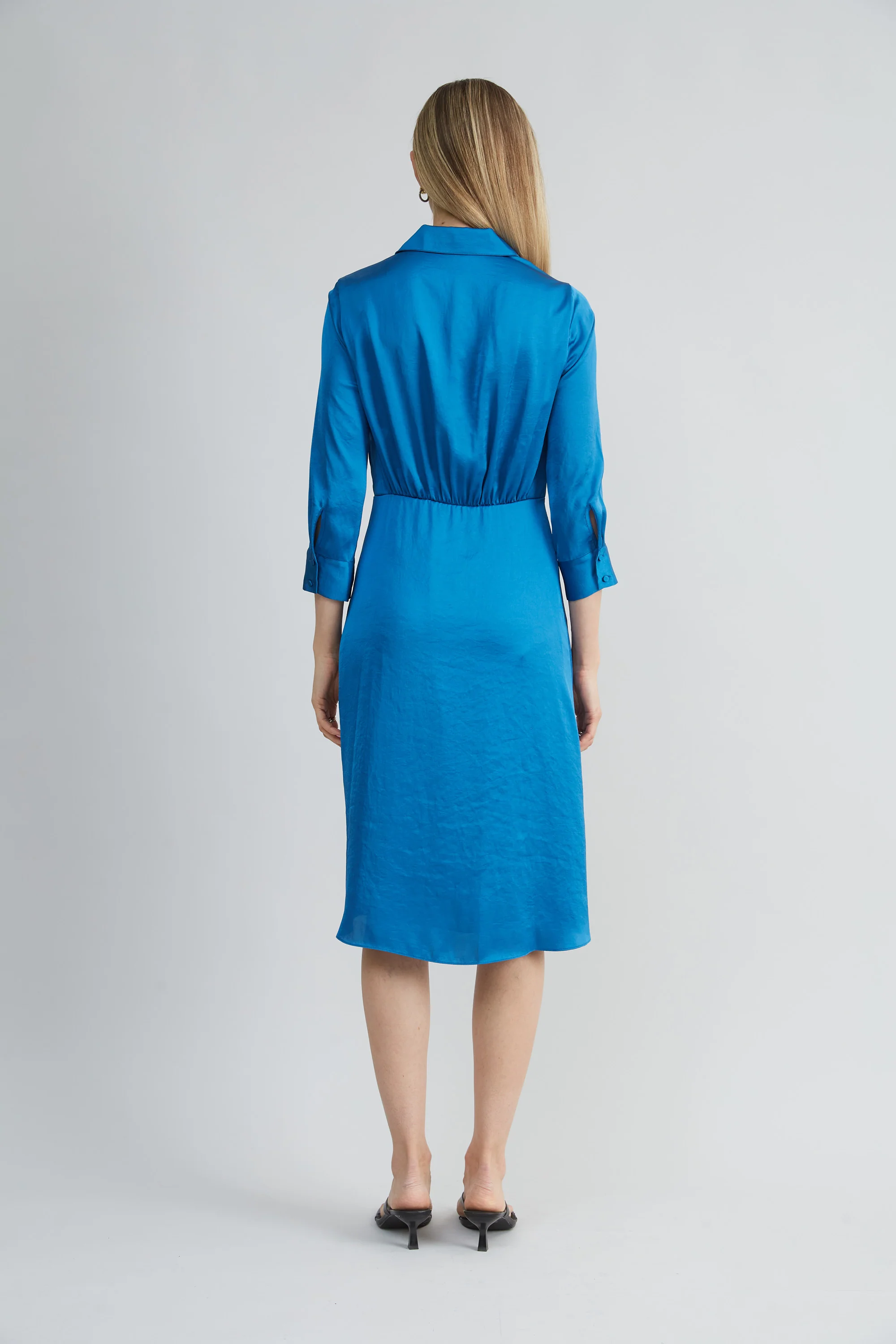 Satin Tie Shirt Dress - Image 4