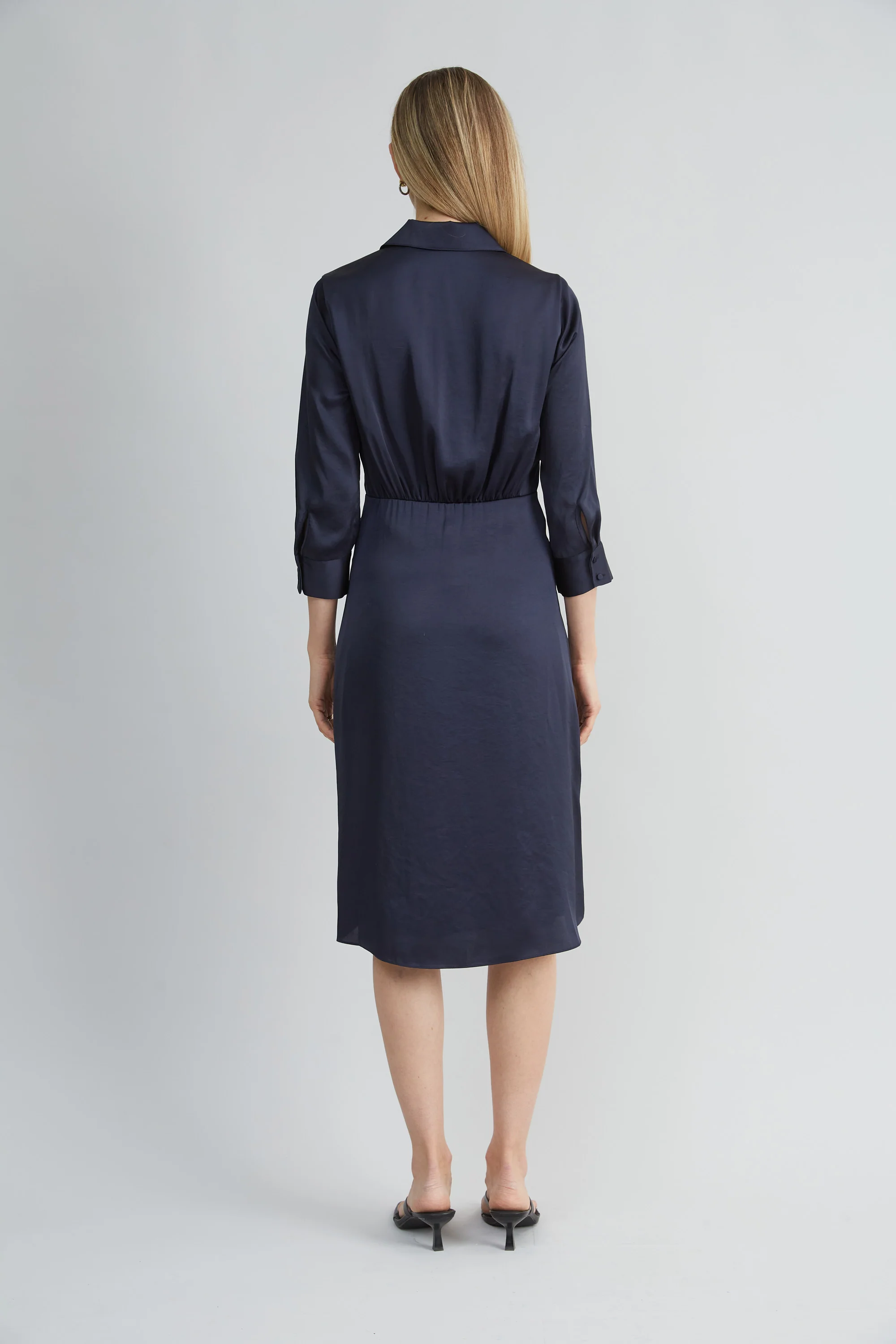 Satin Tie Shirt Dress - Image 5