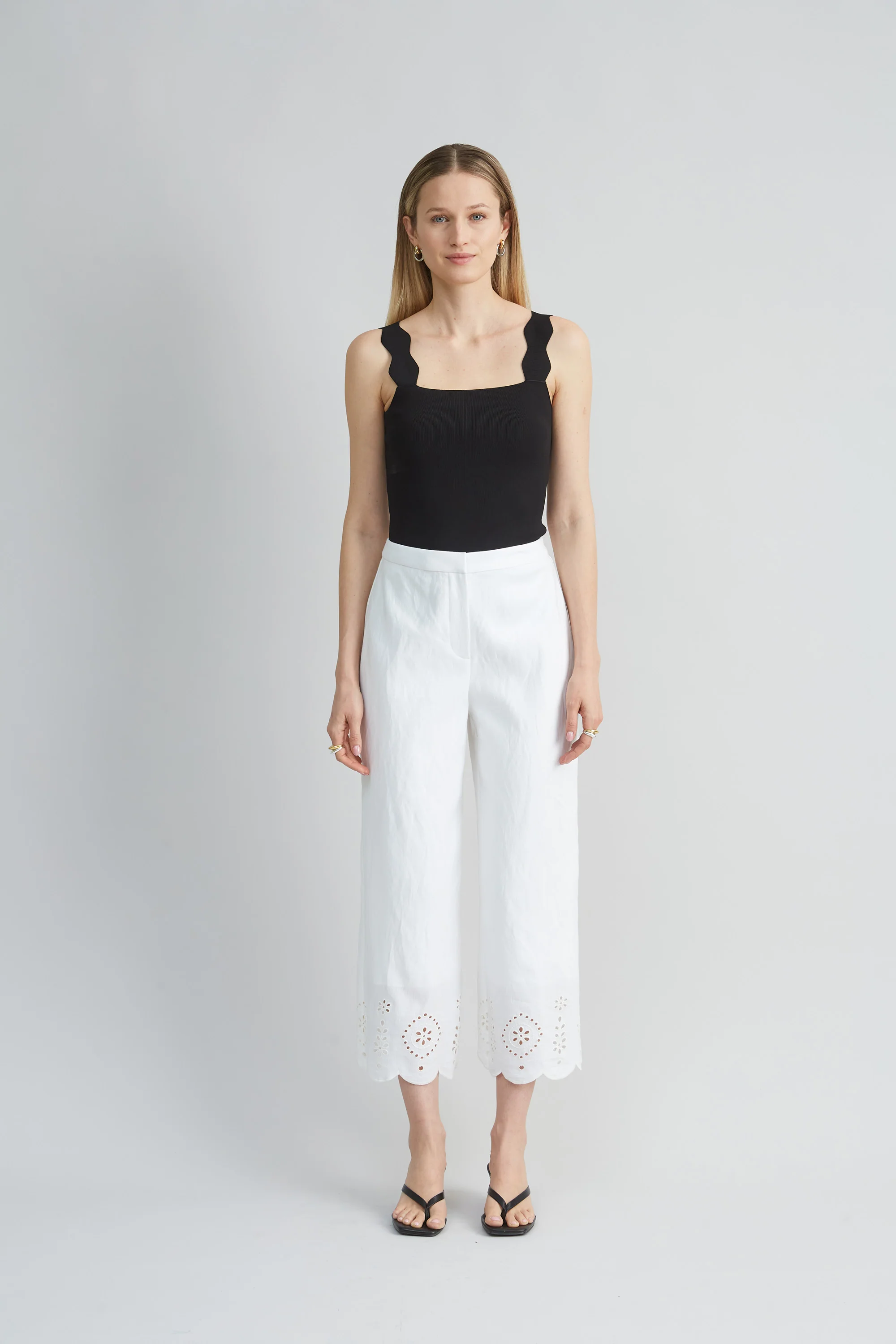 Linen Scallop Hem Pant - Image 2