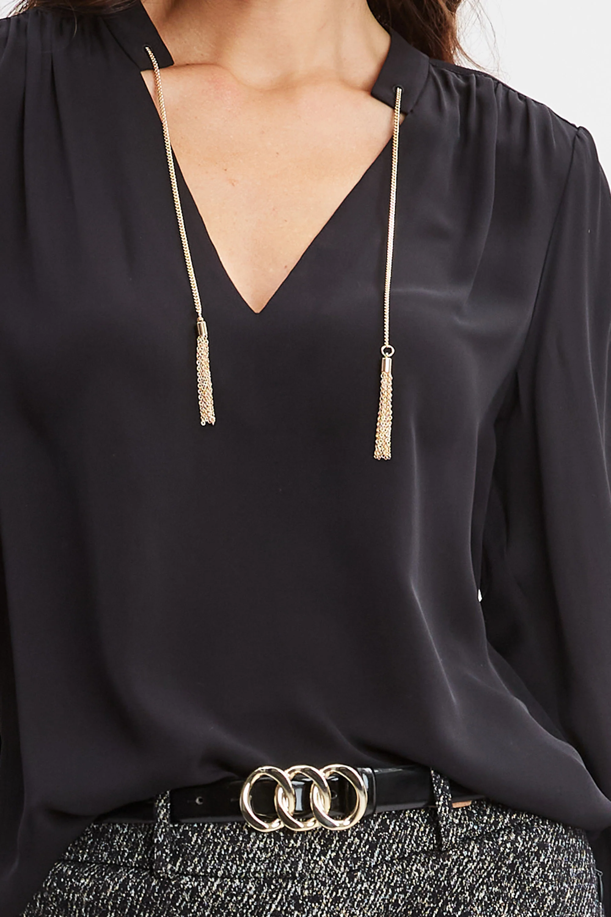 Silk Chain Tassel Shirt - Image 4