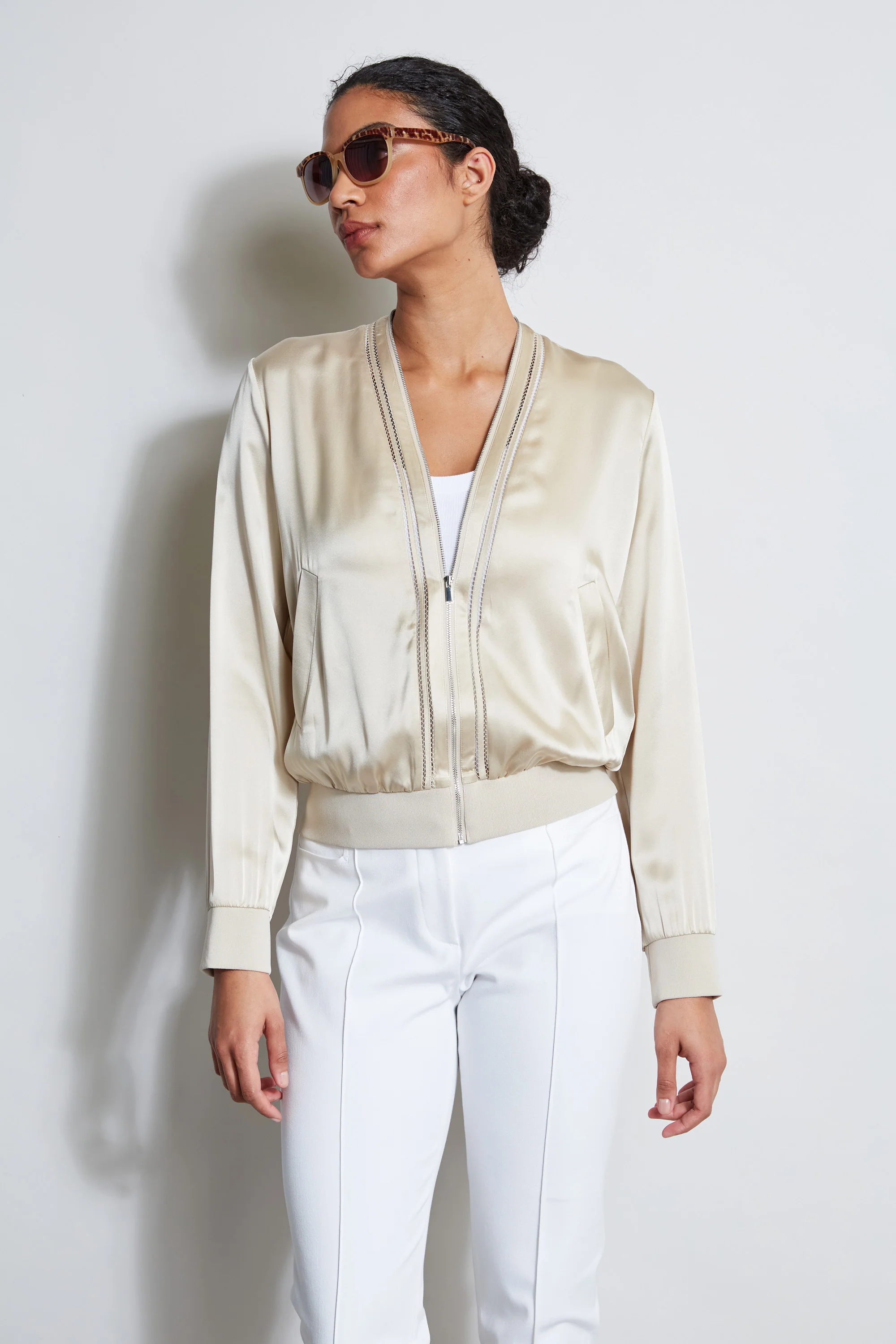 Silk Satin Bomber Jacket - Image 4