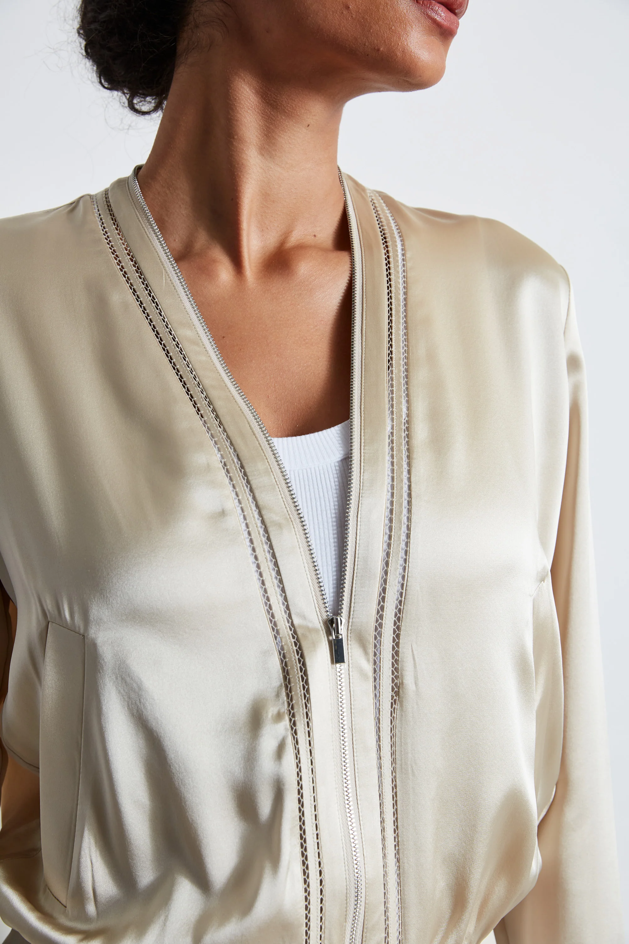 Silk Satin Bomber Jacket - Image 5
