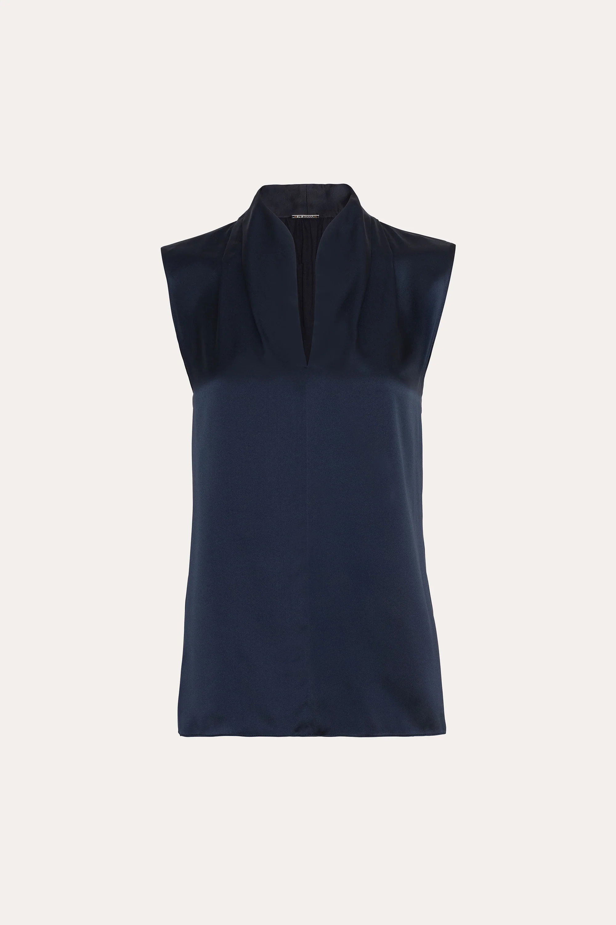 Sleeveless Silk Satin Contour Shirt - Image 2