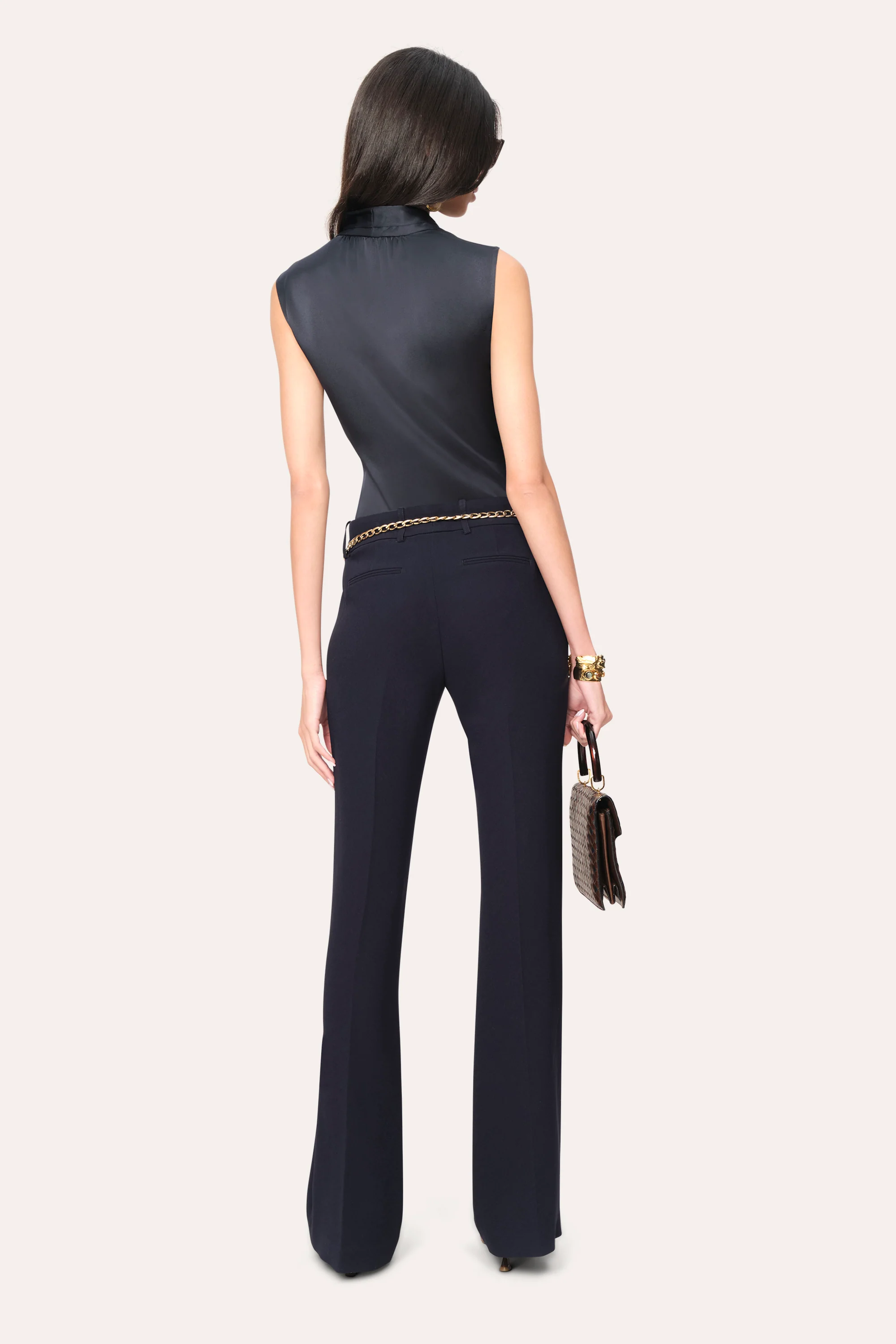 Sleeveless Silk Satin Contour Shirt - Image 4