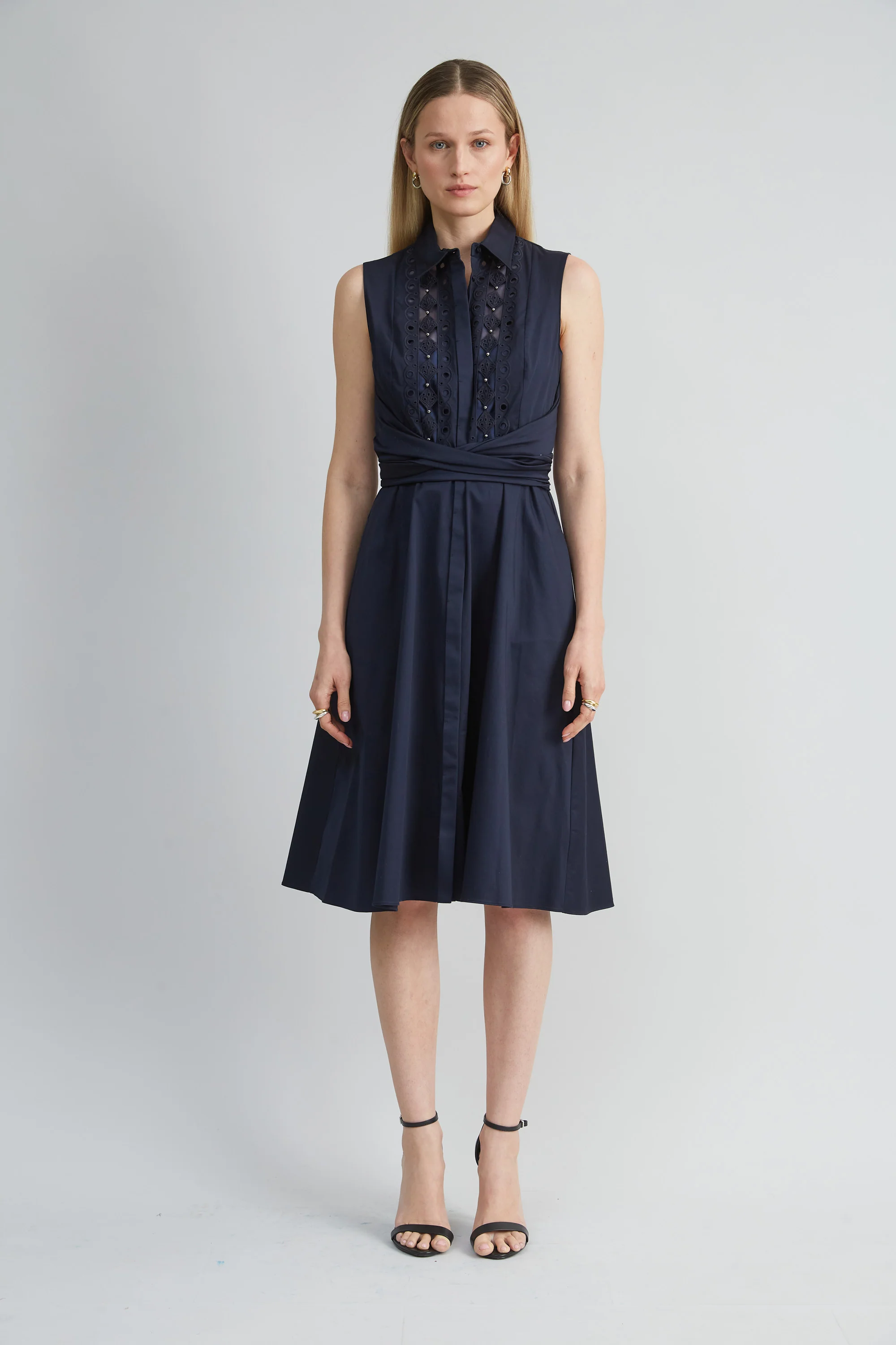 Sleeveless Cotton Tie Dress