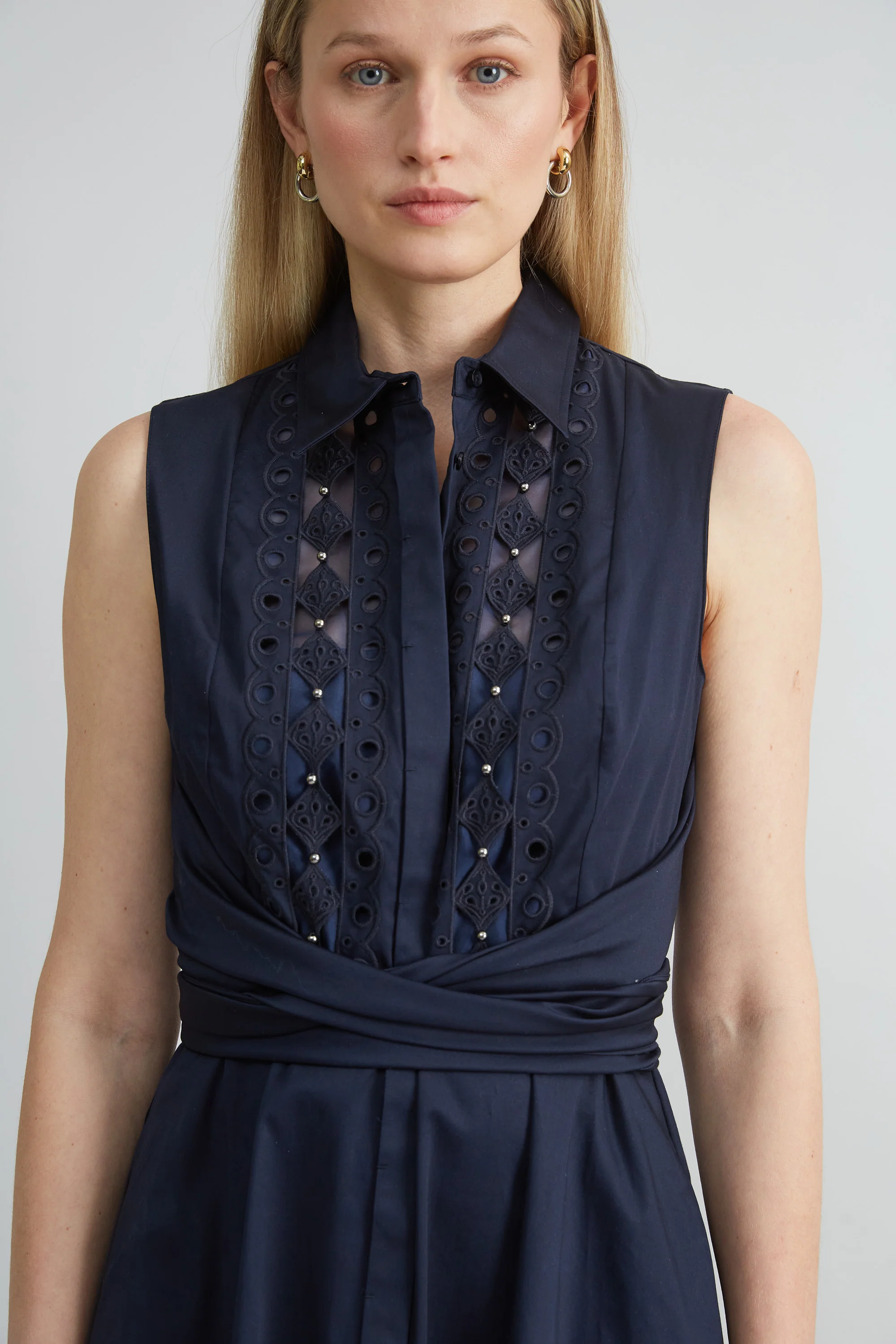 Sleeveless Cotton Tie Dress - Image 3