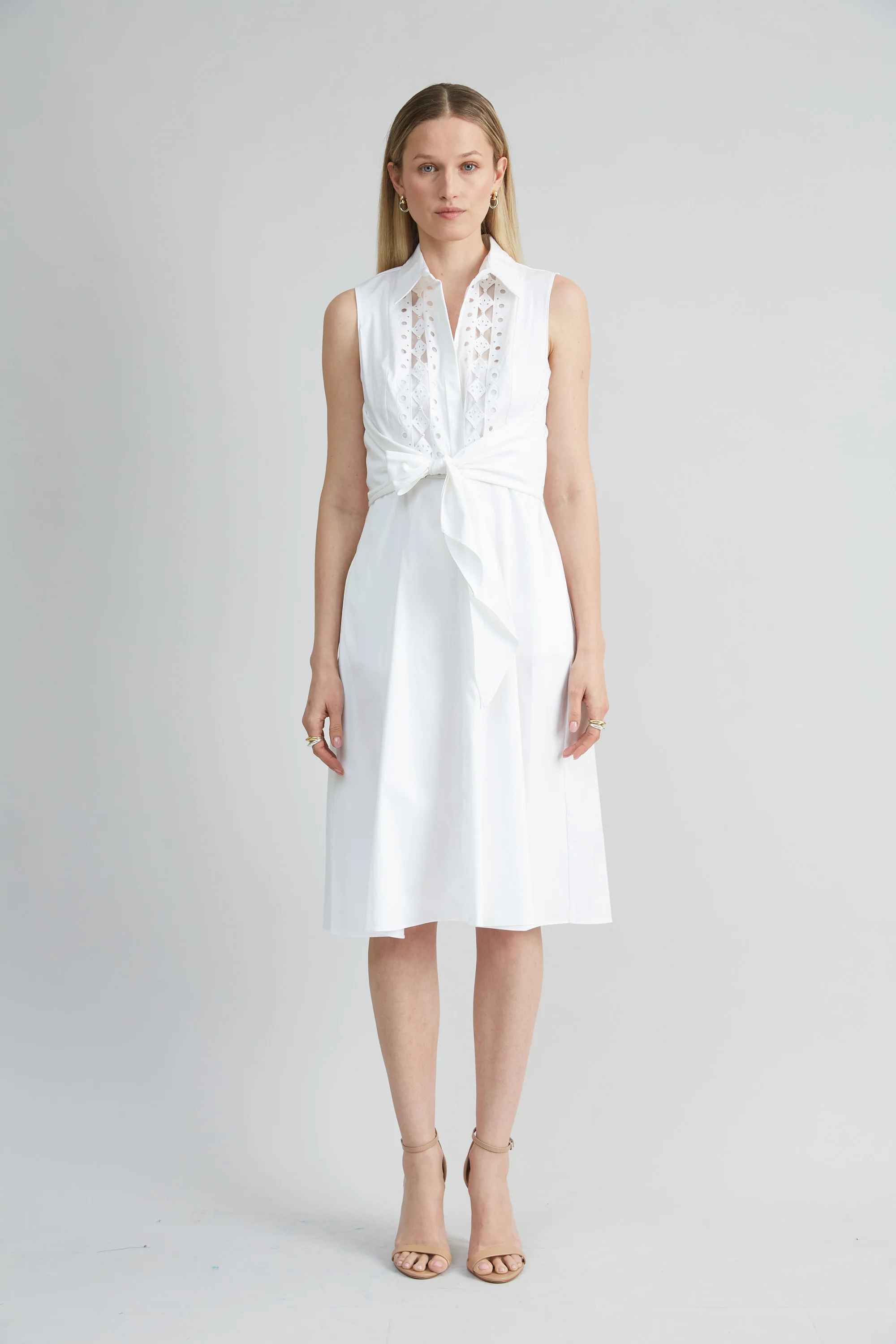 Sleeveless Cotton Tie Dress