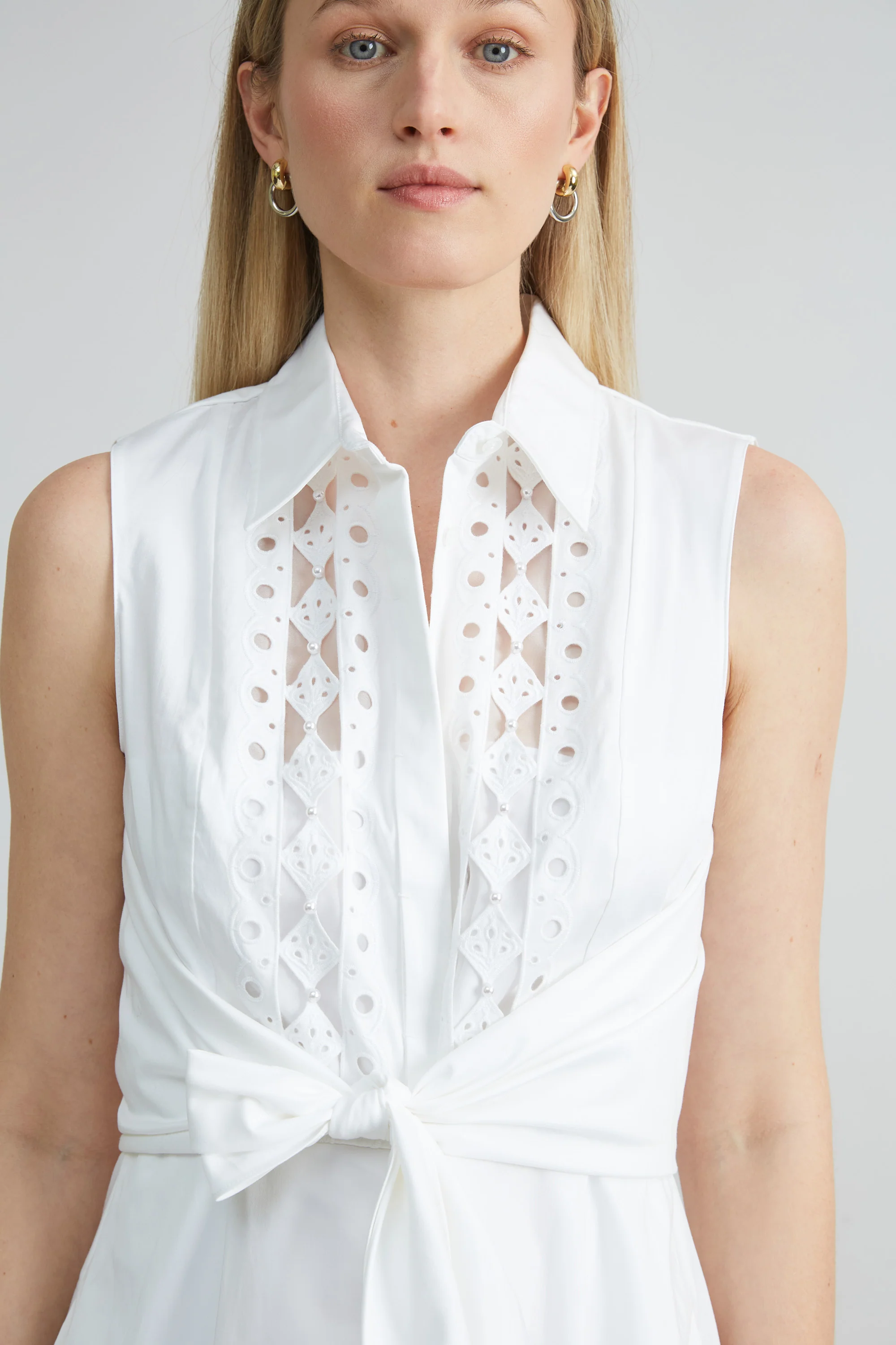 Sleeveless Cotton Tie Dress - Image 4