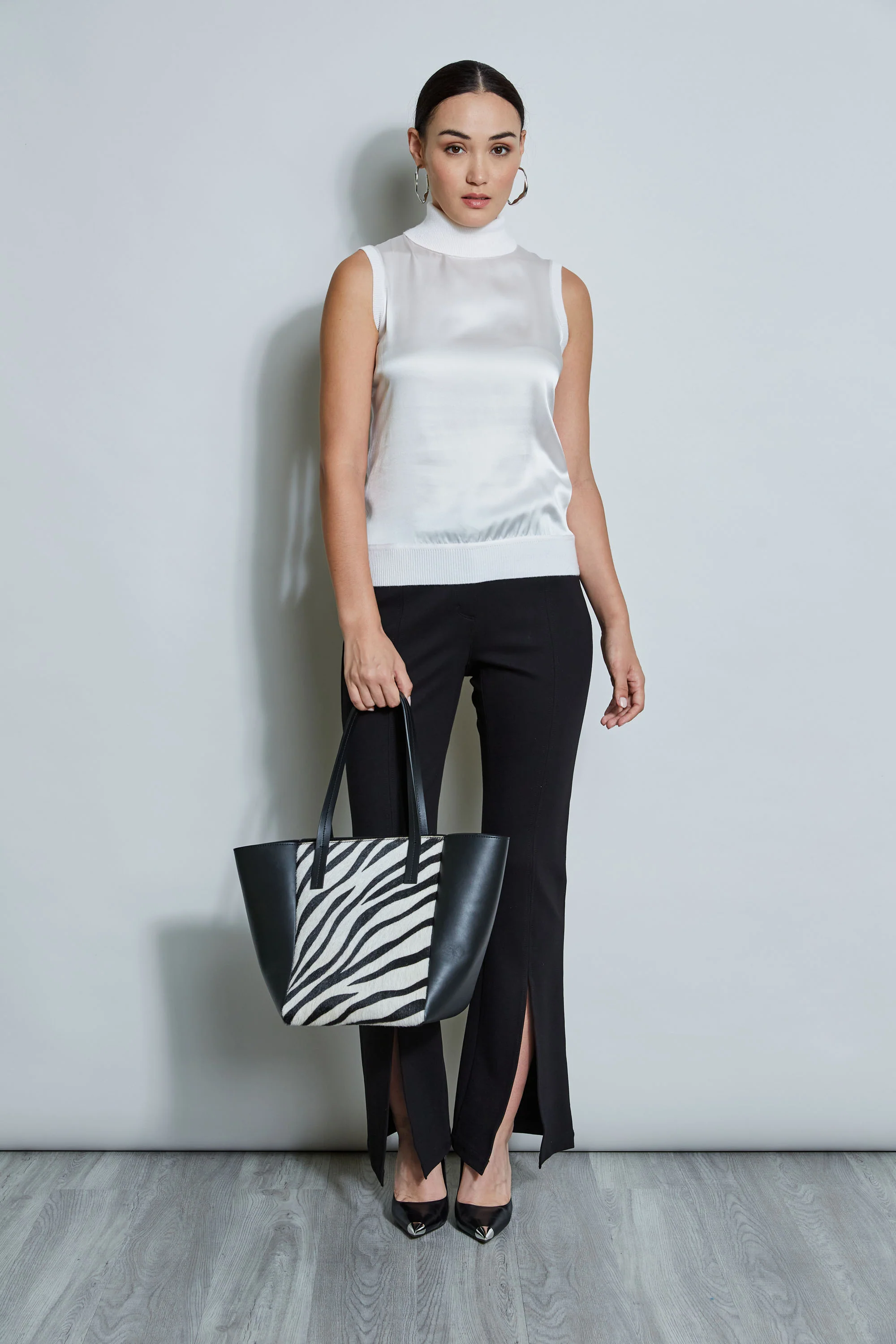 Sleeveless Satin Front Sweater - Image 2