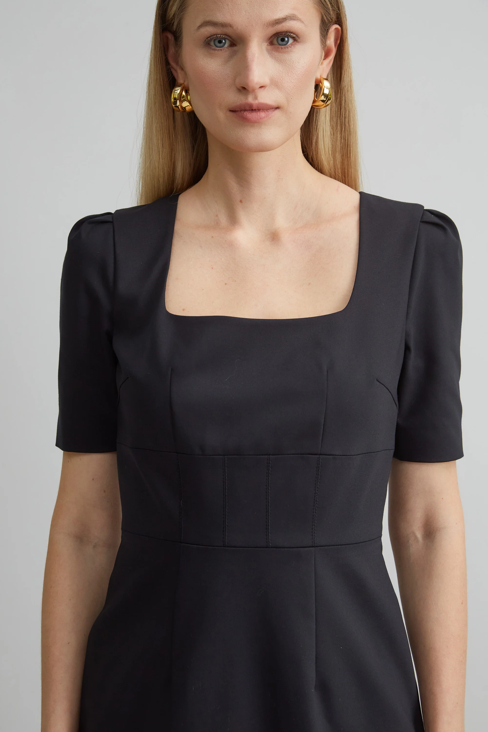 Short Sleeve Square Neck Cotton Dress - Image 3