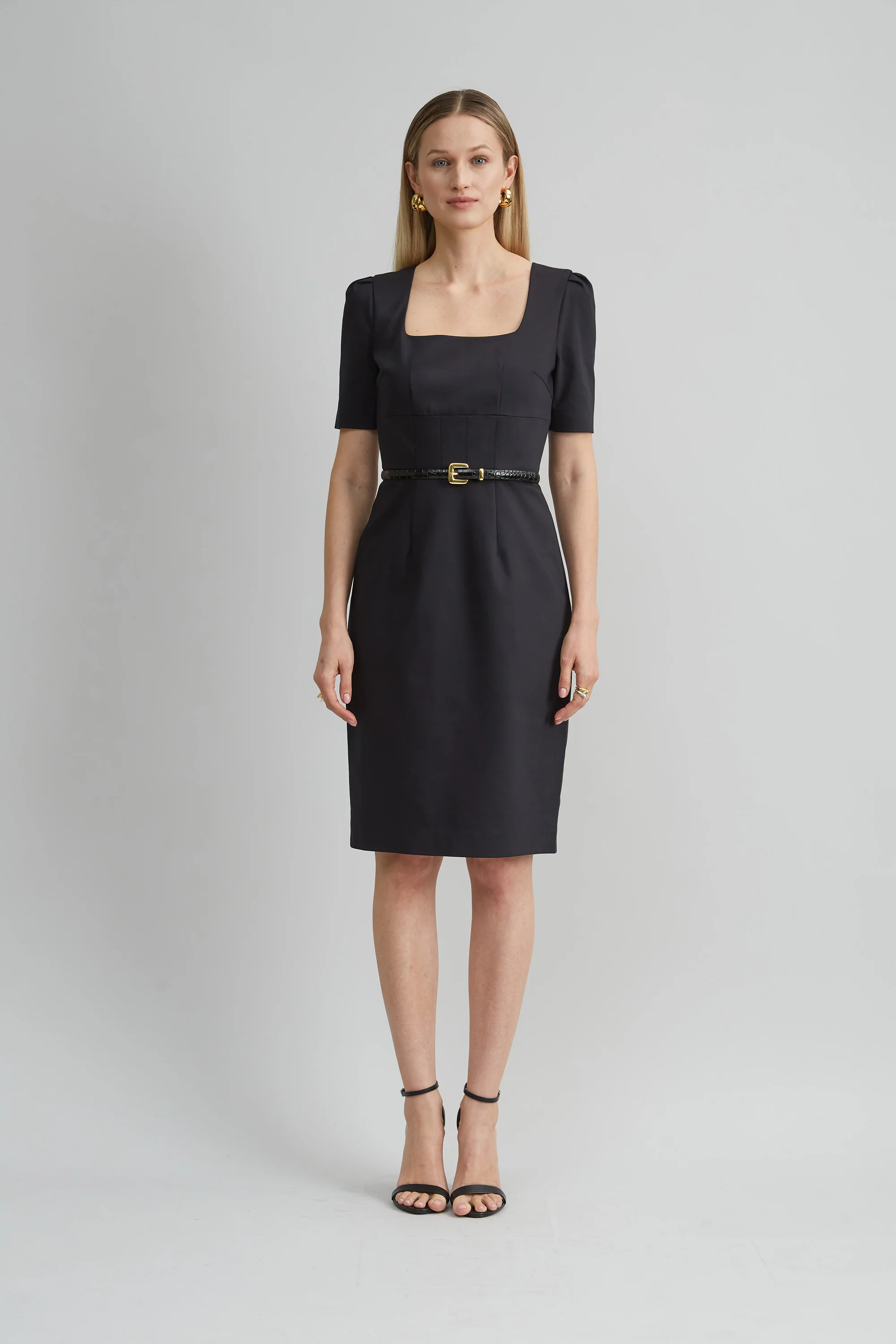 Short Sleeve Square Neck Cotton Dress - Image 4