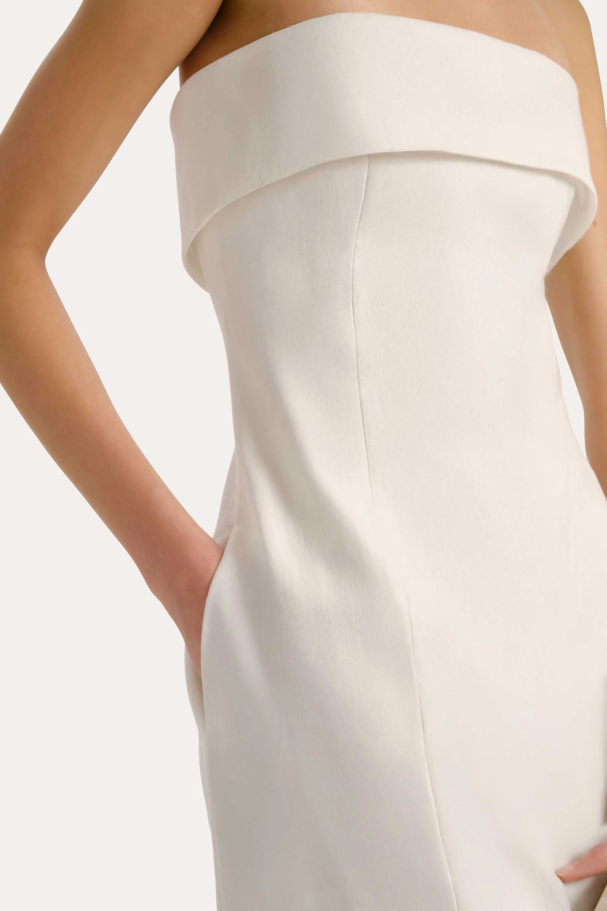 Lauren Linen Fold over Mini Dress - Image 2