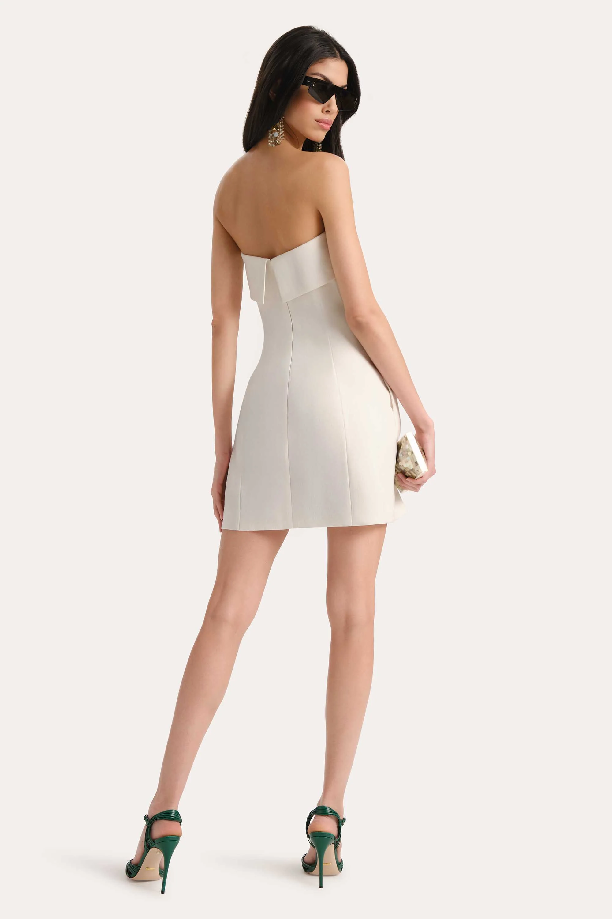 Lauren Linen Fold over Mini Dress - Image 3
