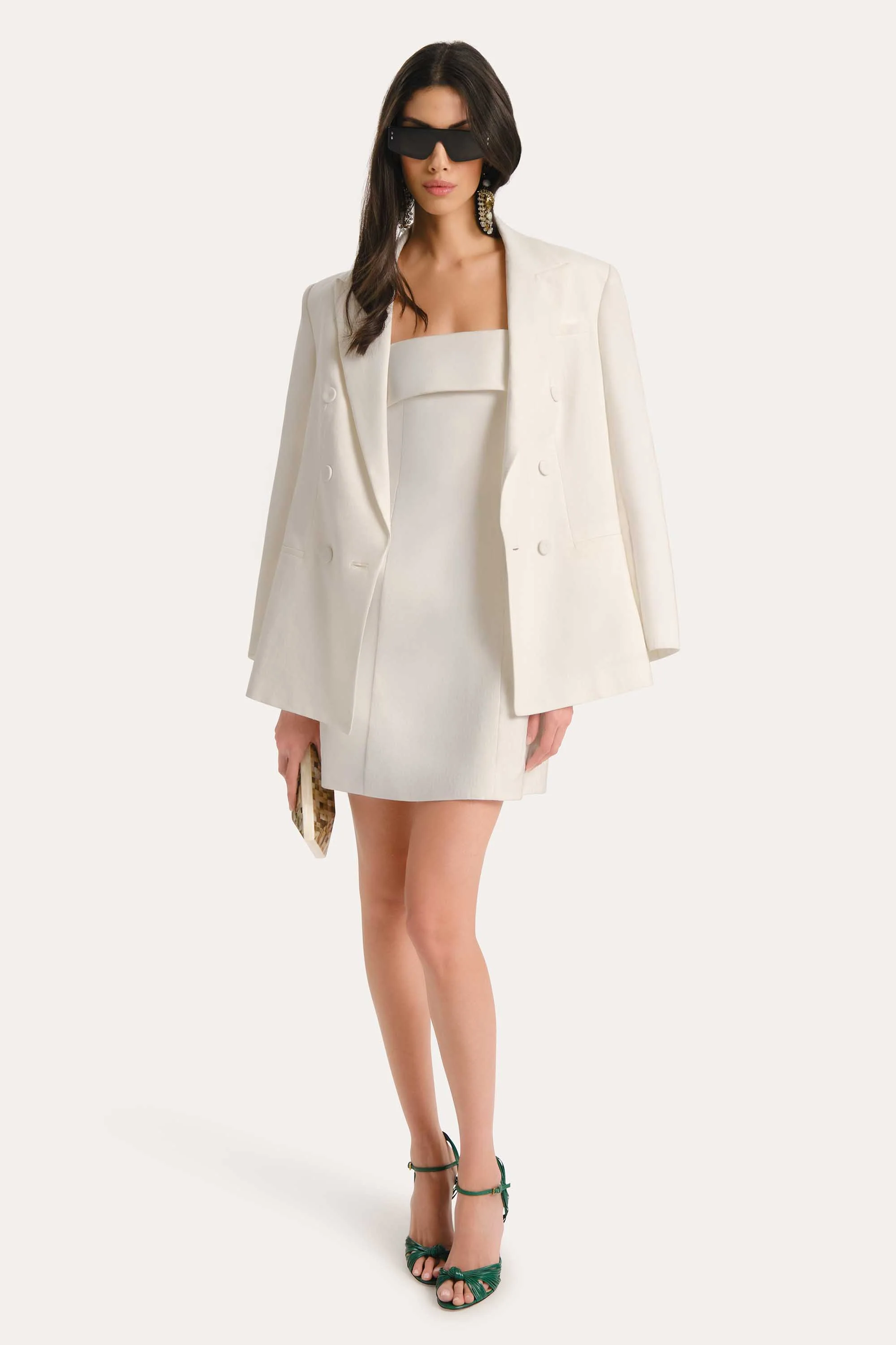 Lauren Linen Fold over Mini Dress - Image 4