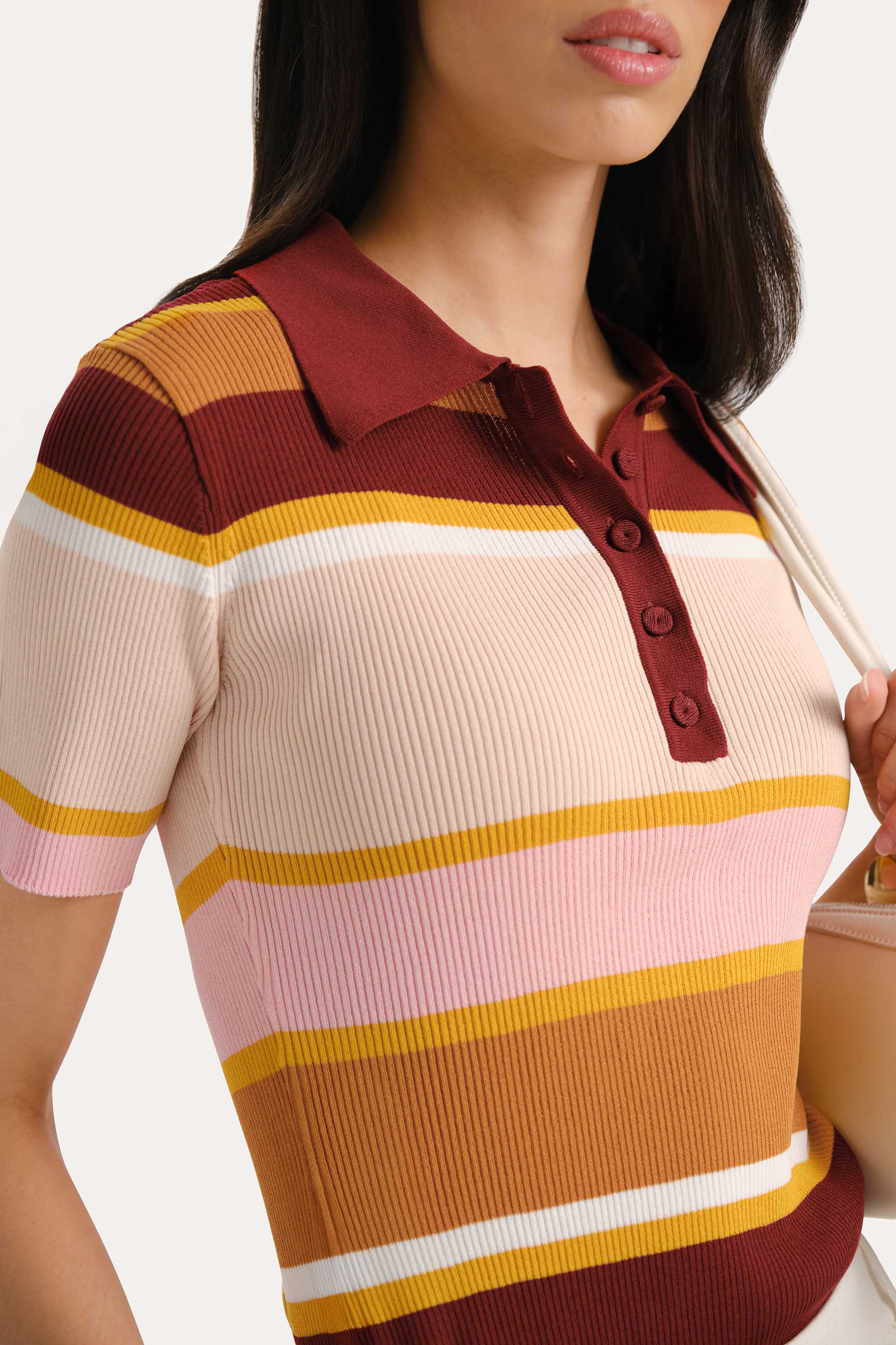 Sylvie Striped Polo Shirt - Image 2