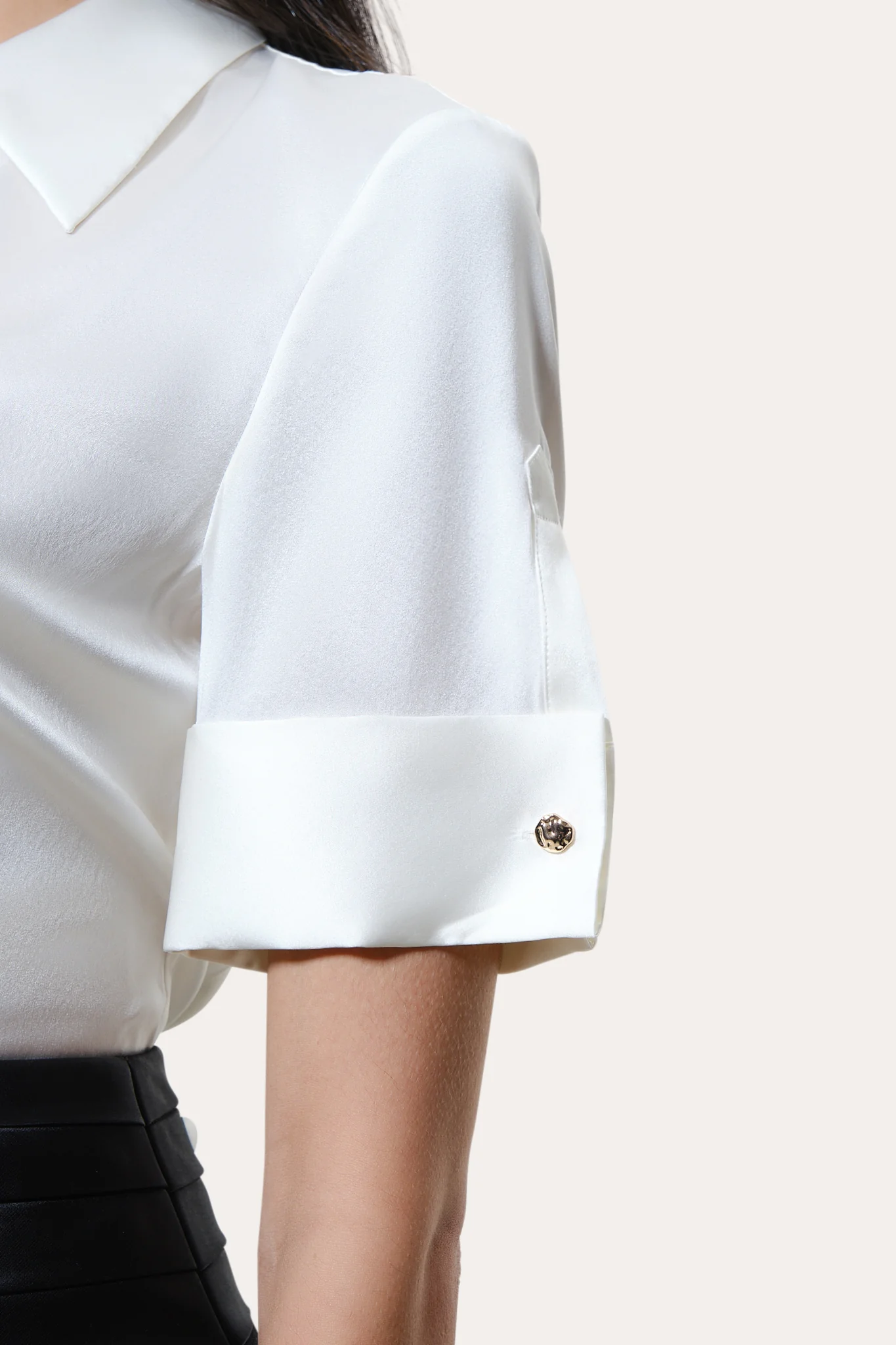 Sylvie Silk Charmeuse Short Sleeve Shirt - Image 4
