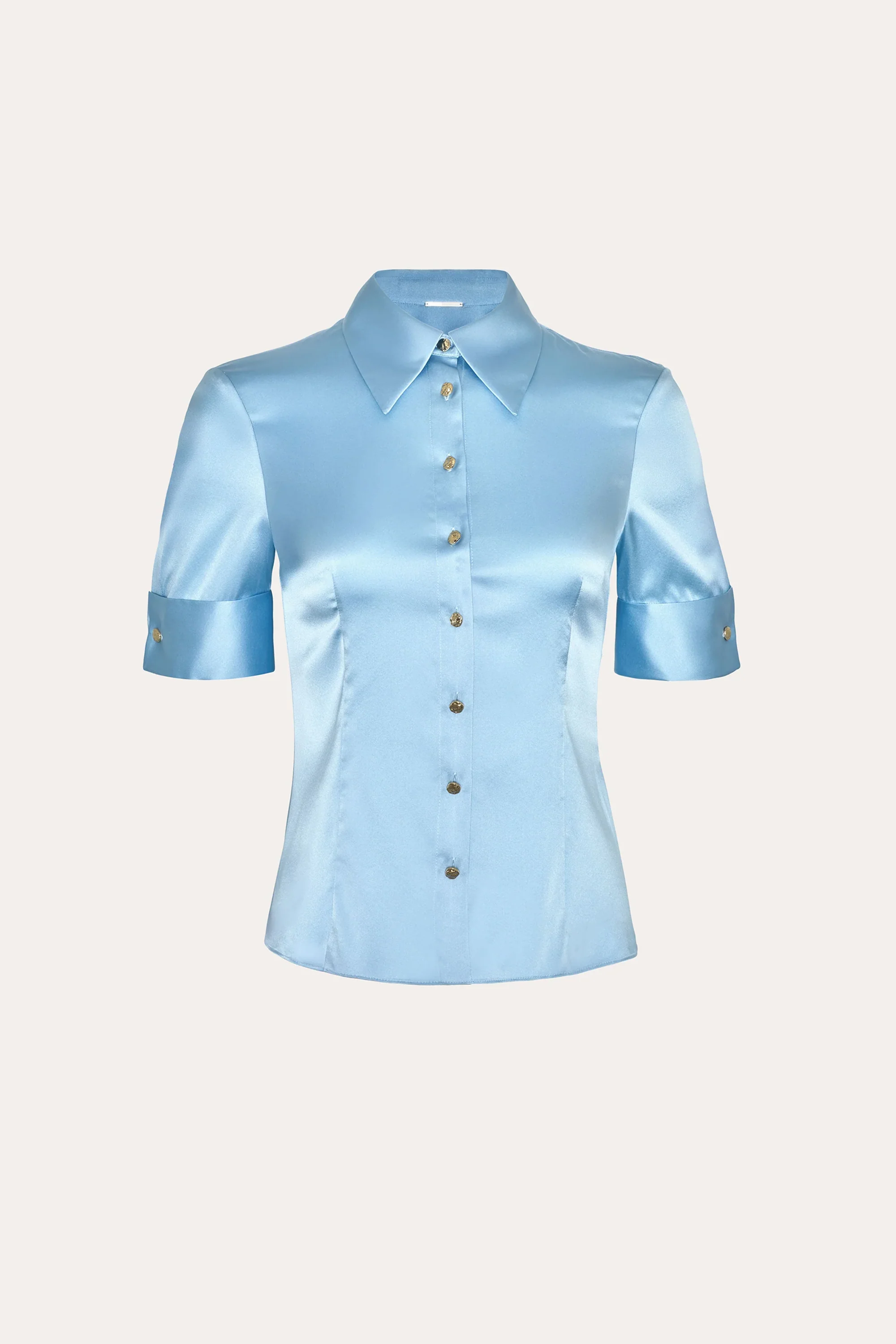 Sylvie Silk Charmeuse Short Sleeve Shirt - Image 2