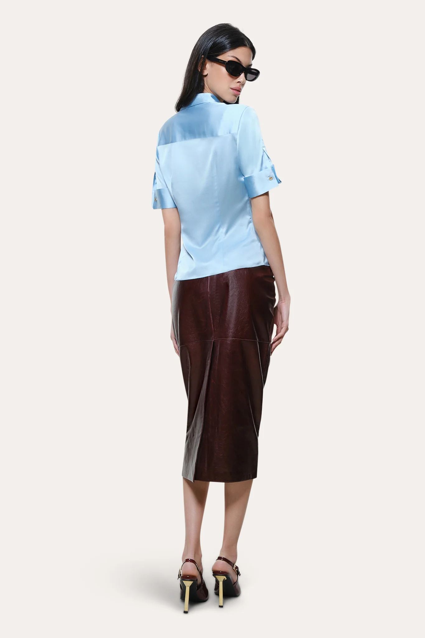 Sylvie Silk Charmeuse Short Sleeve Shirt - Image 4