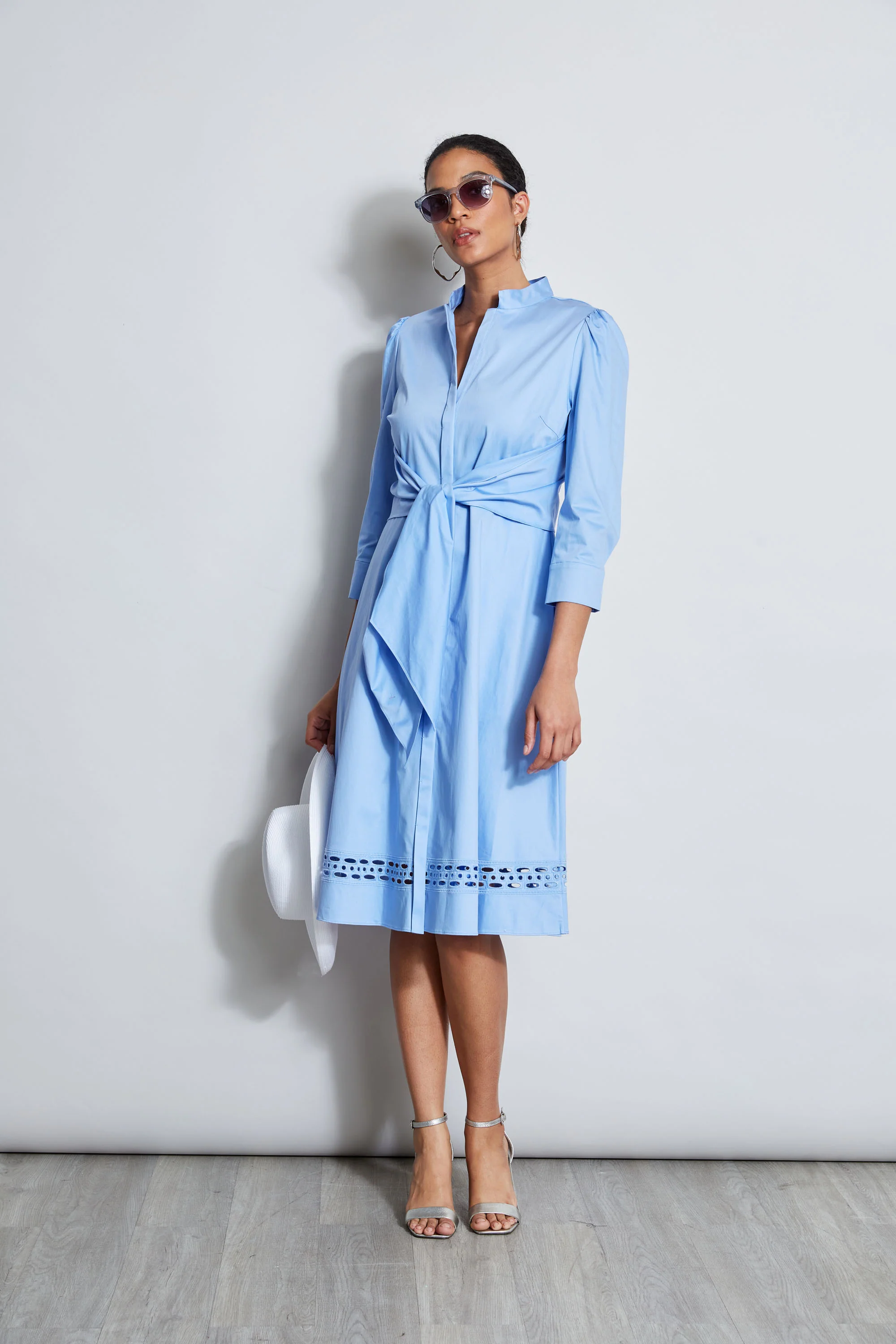 Tie Cotton Midi Dress - Image 3