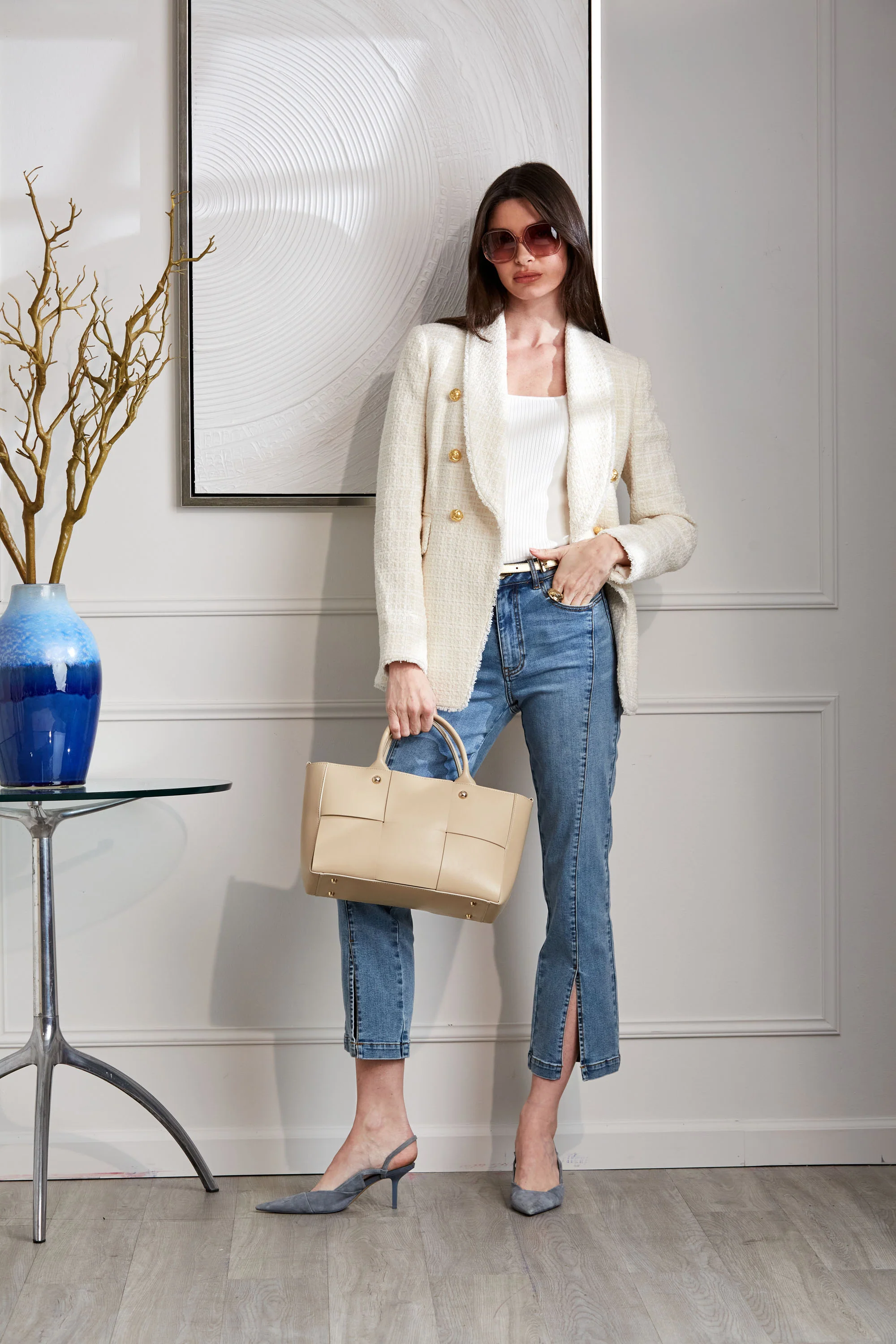 Tweed Double Breasted Blazer - Image 2