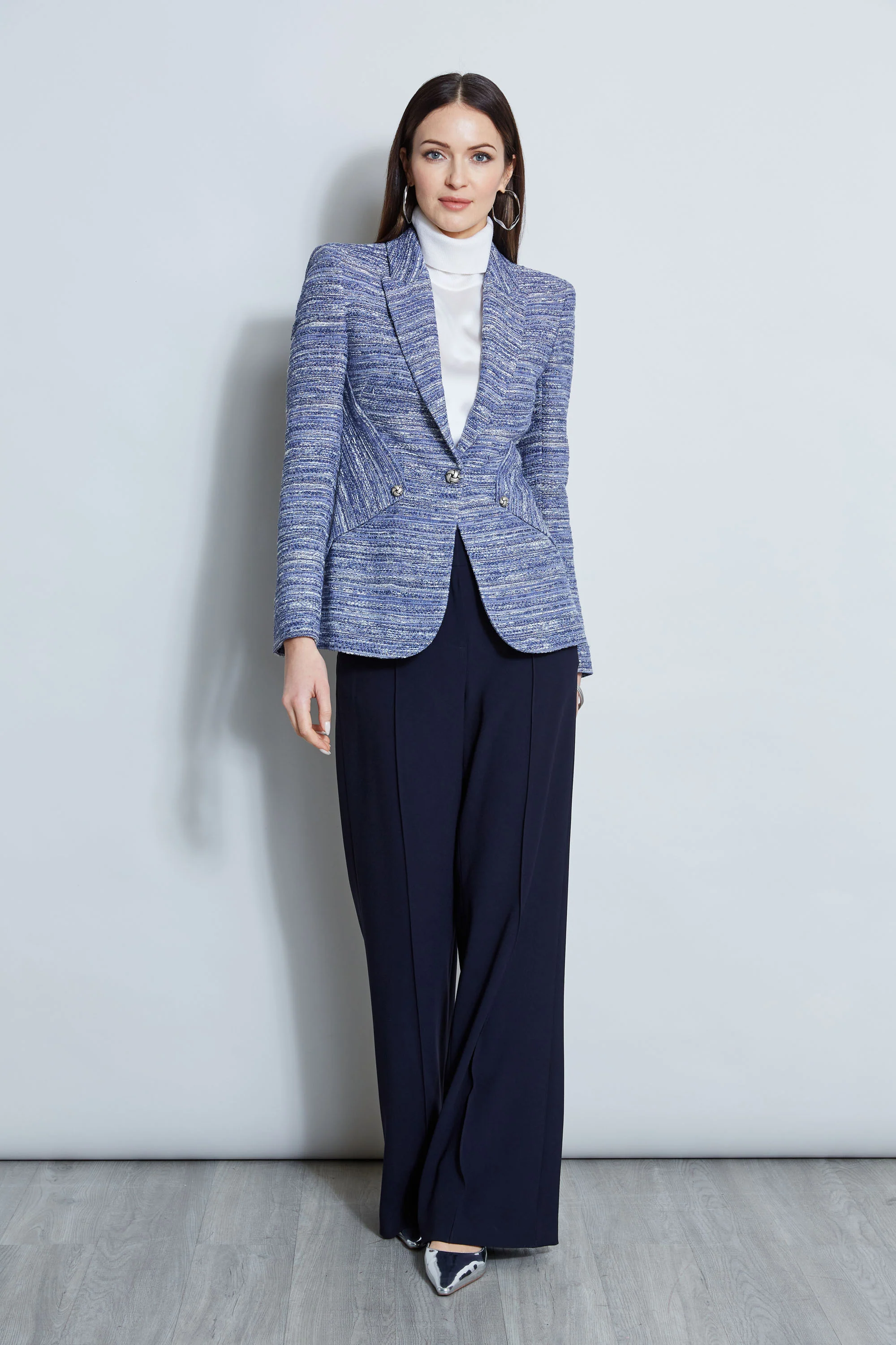 Tweed Panel Single Button Blazer - Image 3