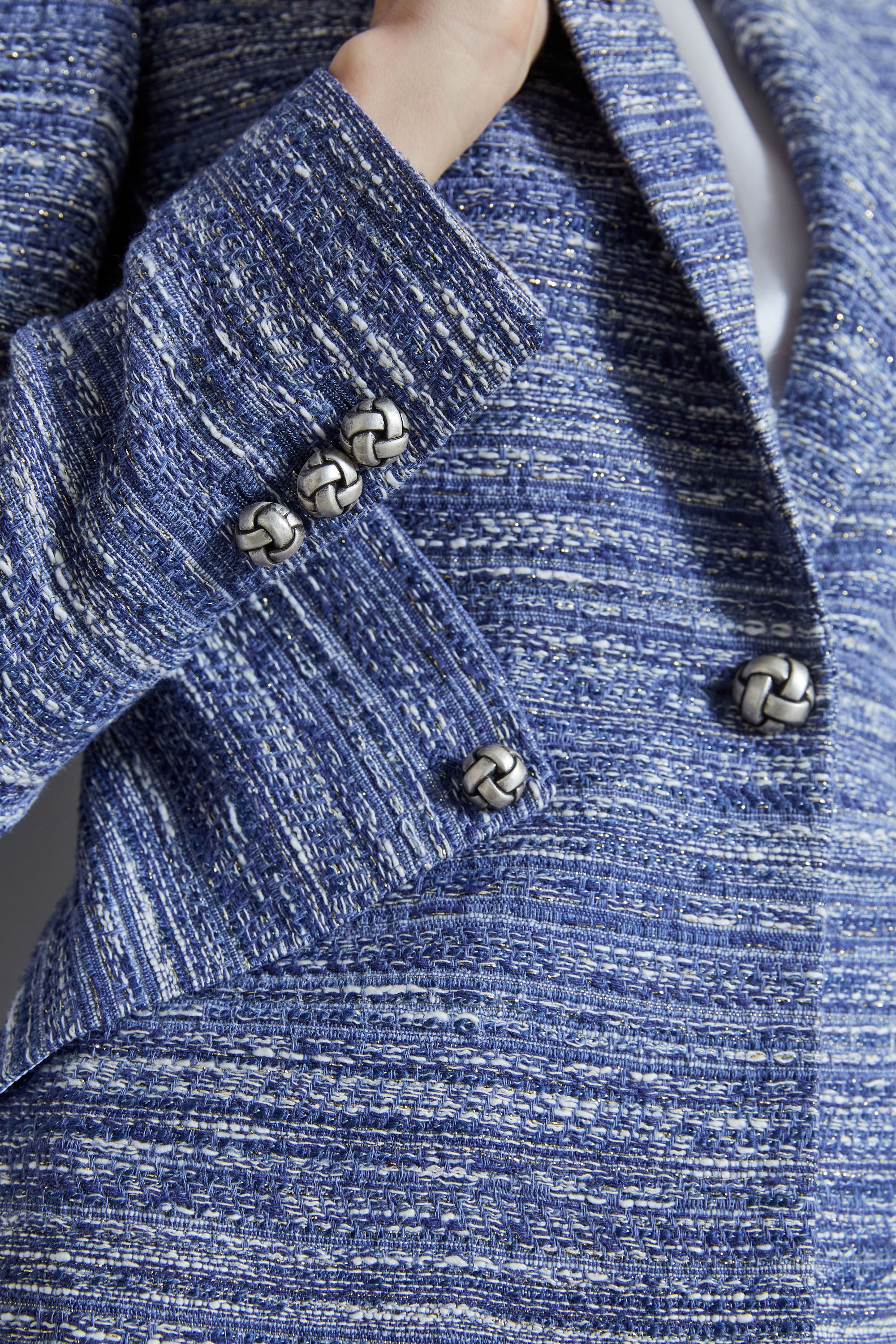 Tweed Panel Single Button Blazer - Image 5