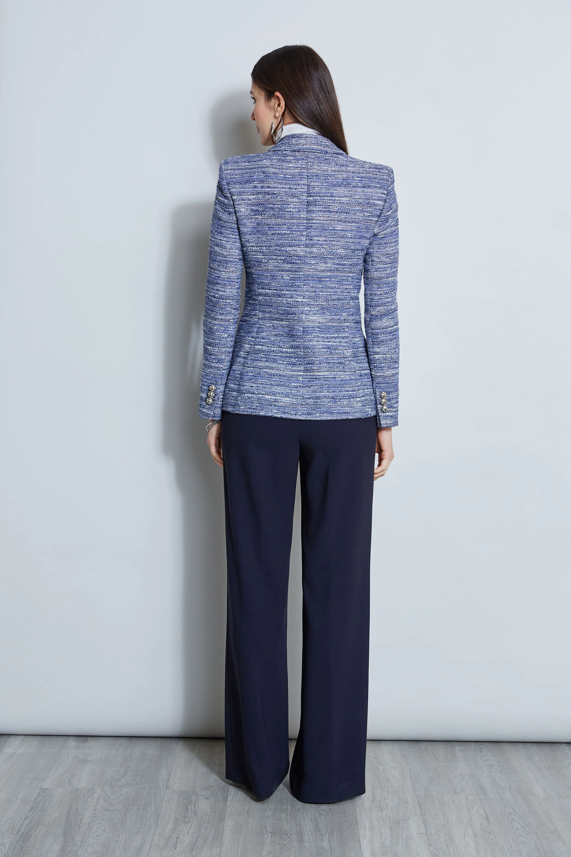 Tweed Panel Single Button Blazer - Image 6