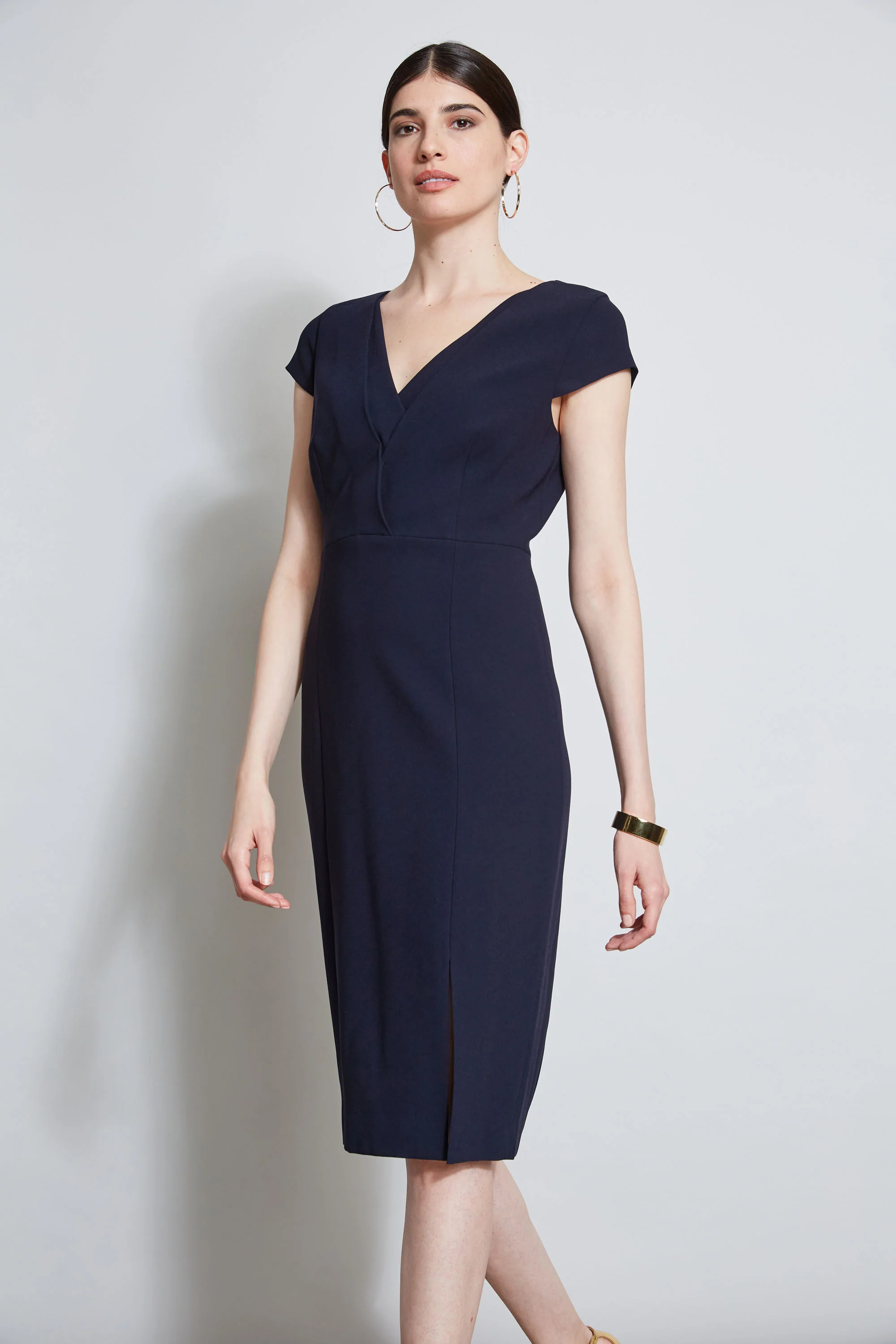 V-Neck Crepe Dress - Image 2