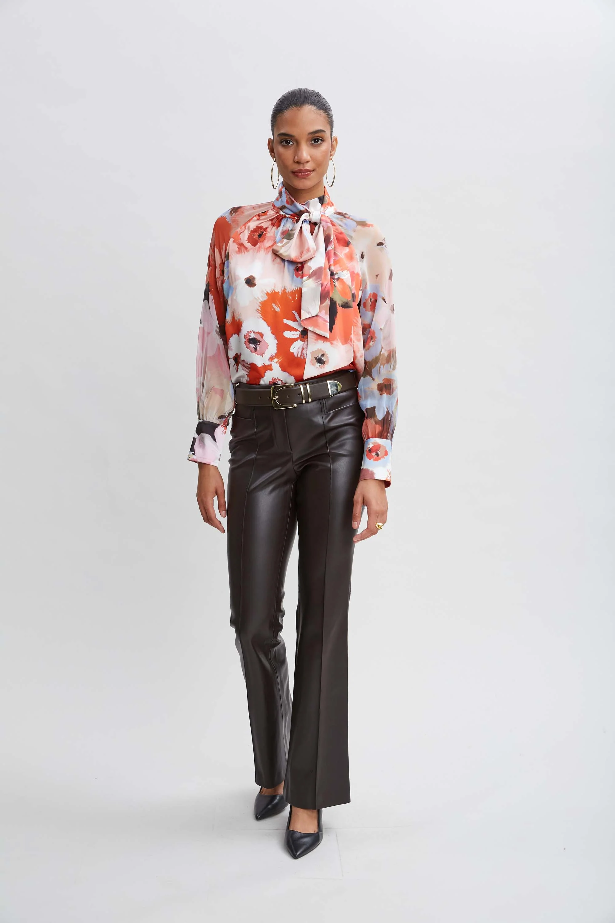 Silk Satin Wintergarden Chiffon Sleeve Shirt - Image 4